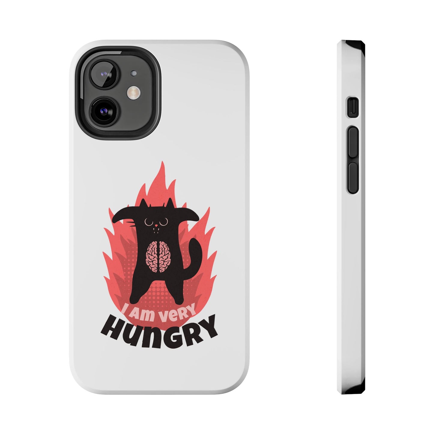 Funda resistente para teléfono con diseño de gato hambriento: diseño animal bonito y duradero