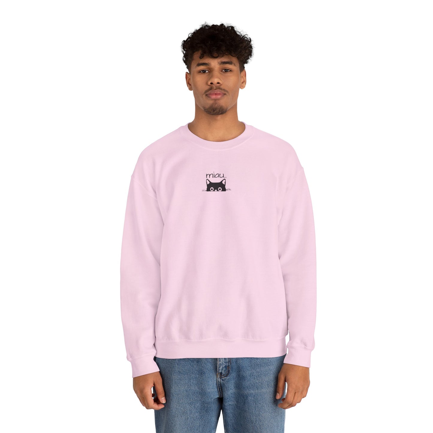 Sudadera unisex de cuello redondo con diseño de gato adorable: perfecta para los amantes de los gatos.