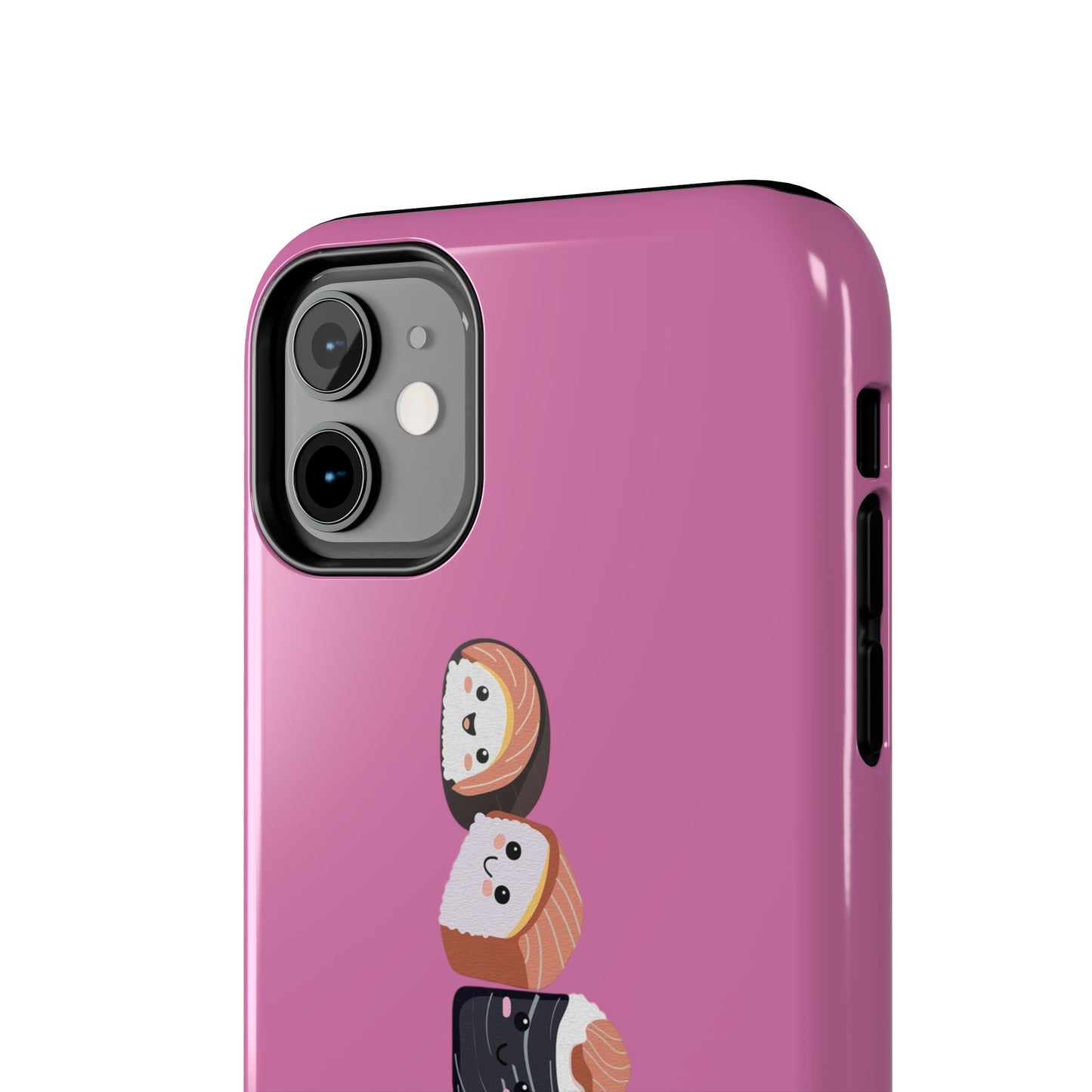 Funda rígida para teléfono con diseño de sushi: un divertido diseño rosa para amantes de la comida.