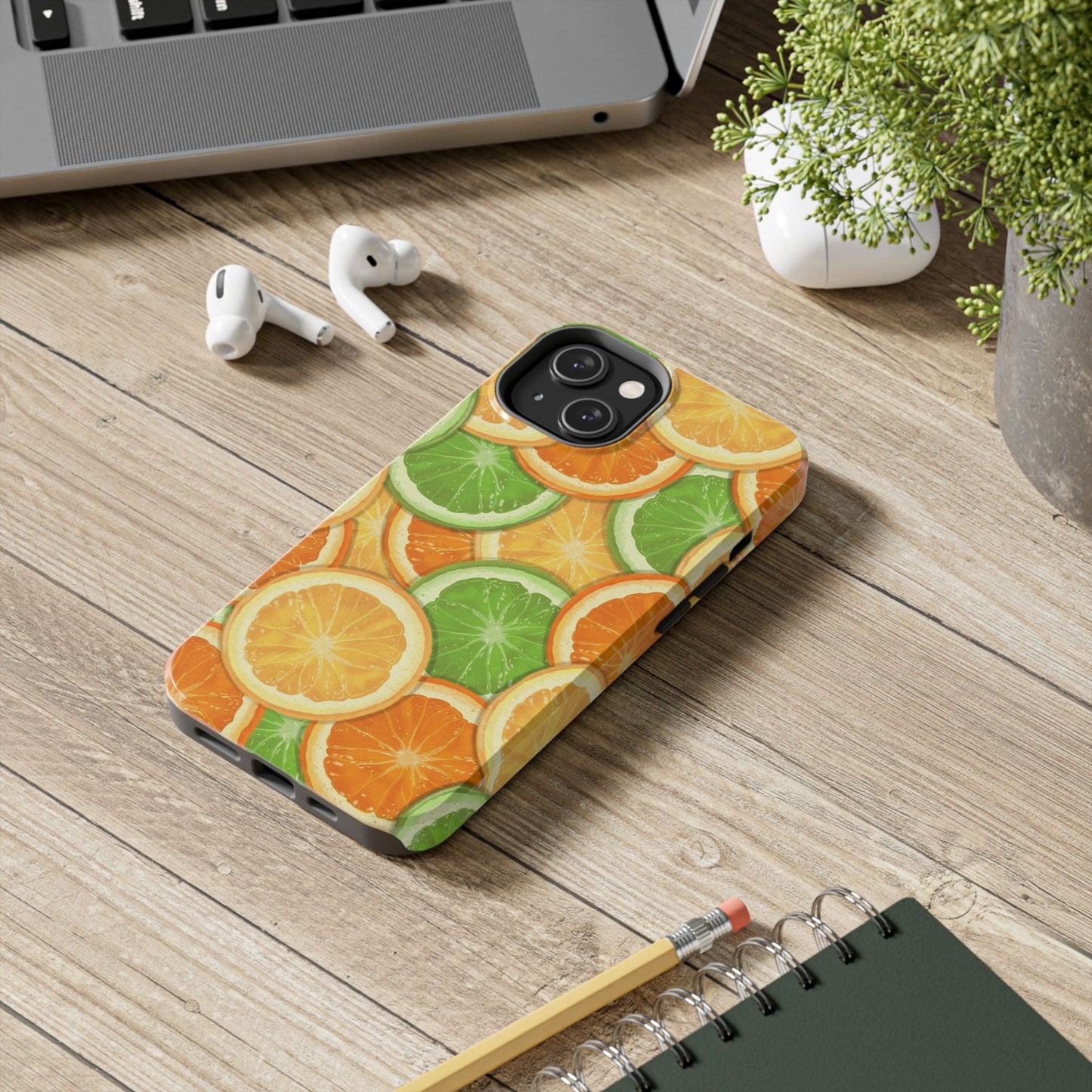 Funda resistente para teléfono con vibrantes cítricos y diseño de rodajas de fruta
