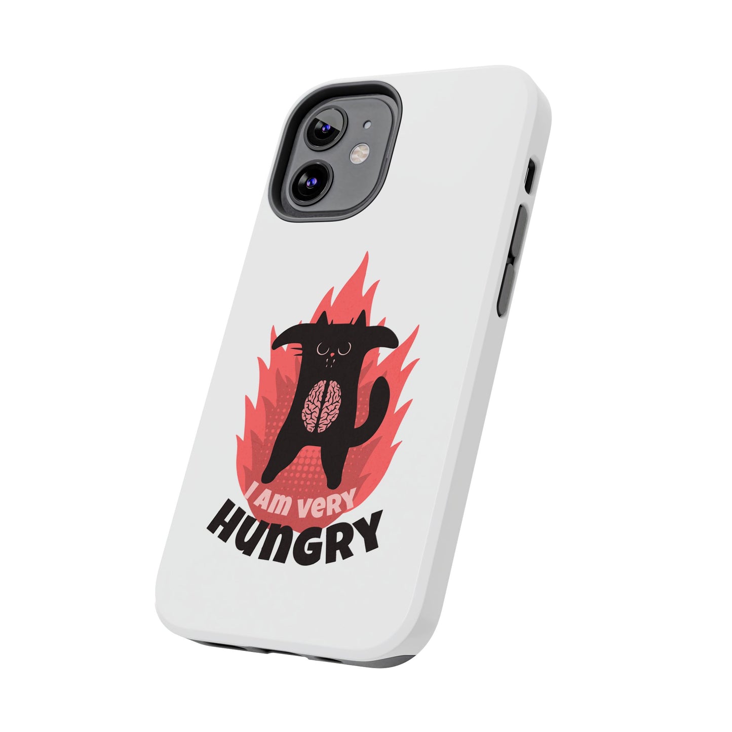 Funda resistente para teléfono con diseño de gato hambriento: diseño animal bonito y duradero