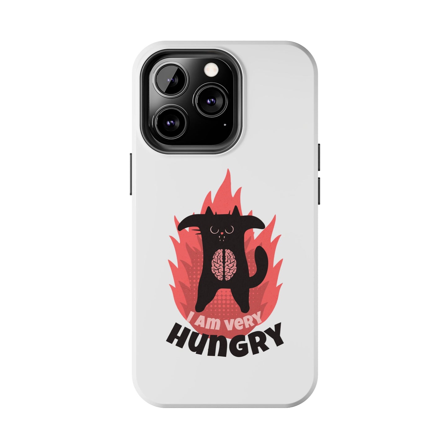 Funda resistente para teléfono con diseño de gato hambriento: diseño animal bonito y duradero