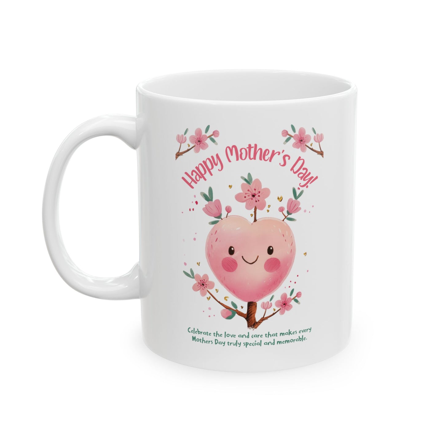 Taza de cerámica "Feliz Día de la Madre" - Diseño de corazón para mamá