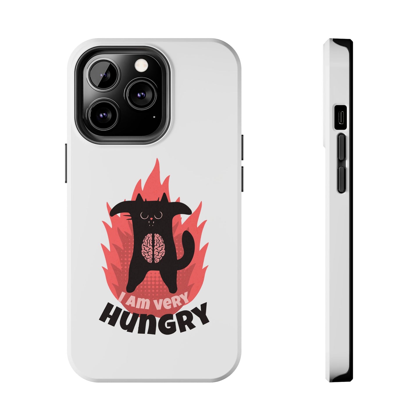 Funda resistente para teléfono con diseño de gato hambriento: diseño animal bonito y duradero