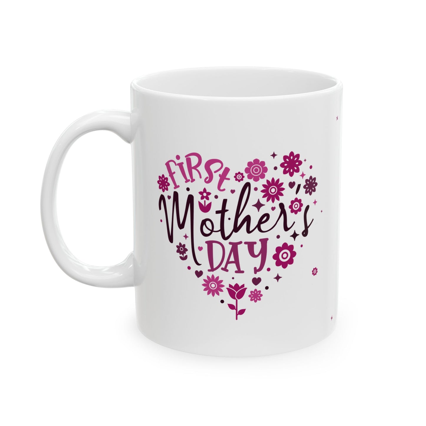 Taza de cerámica con diseño floral de corazón para el primer día de la madre: el regalo perfecto para las nuevas mamás.