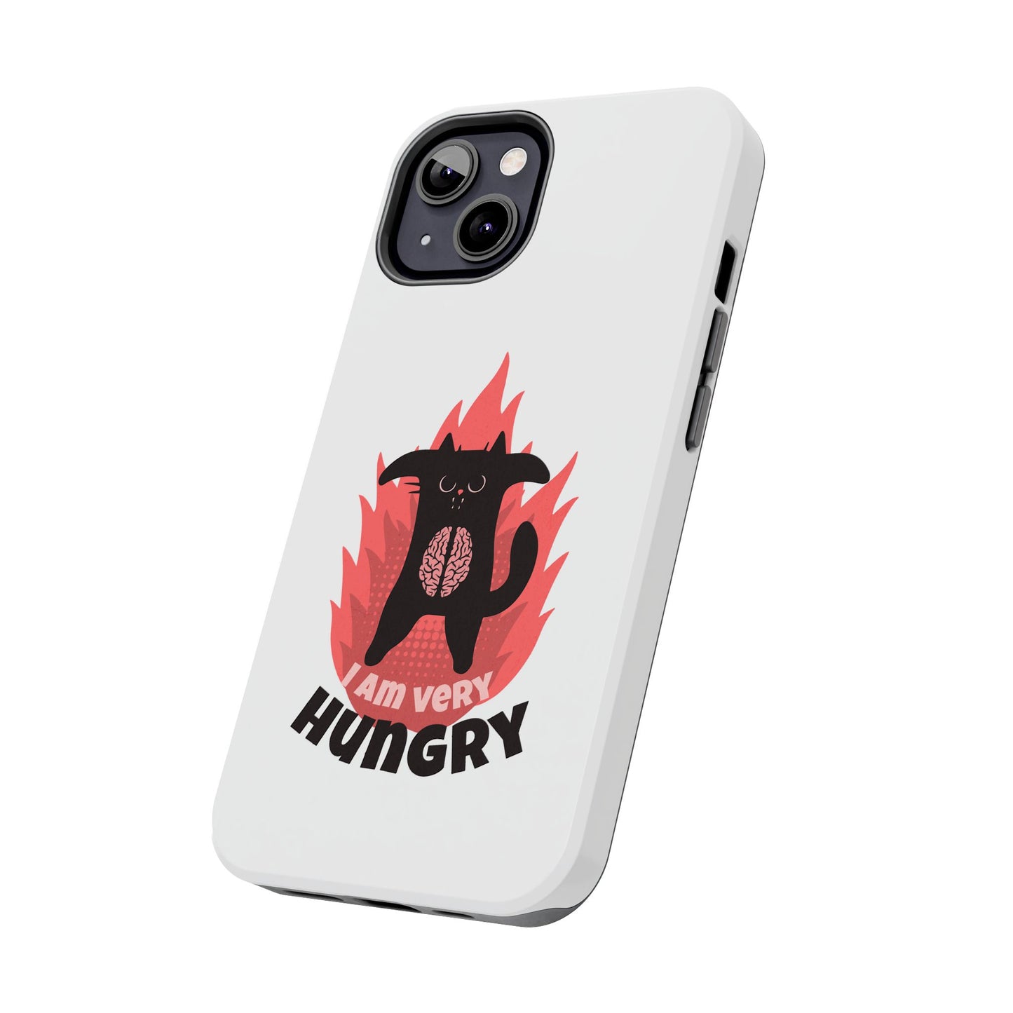 Funda resistente para teléfono con diseño de gato hambriento: diseño animal bonito y duradero