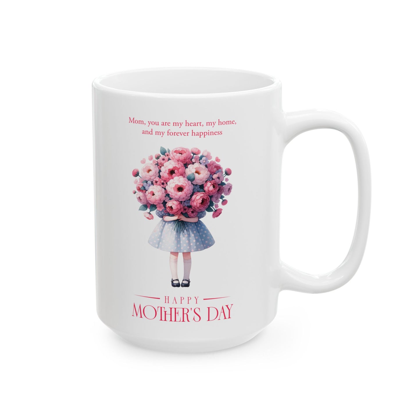 Taza de cerámica "Feliz Día de la Madre" - Diseño floral