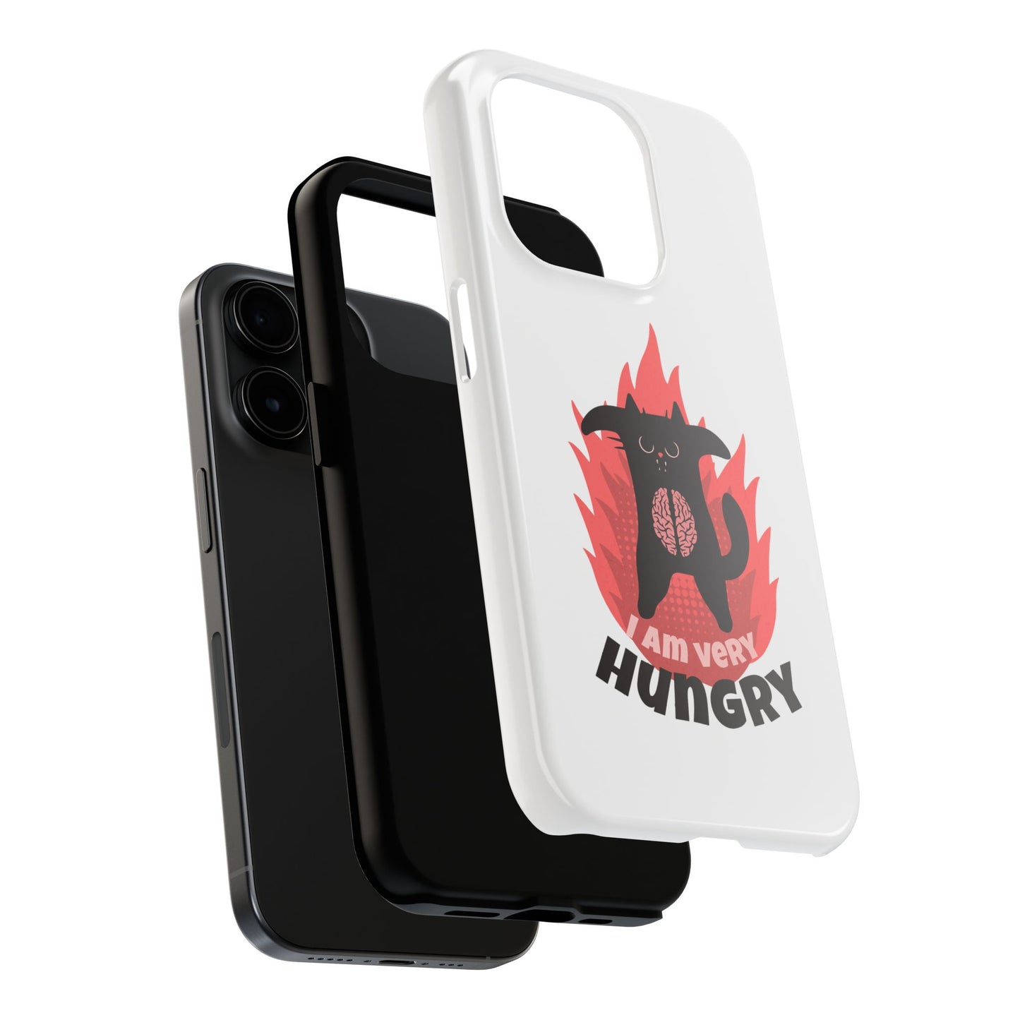 Funda resistente para teléfono con diseño de gato hambriento: diseño animal bonito y duradero