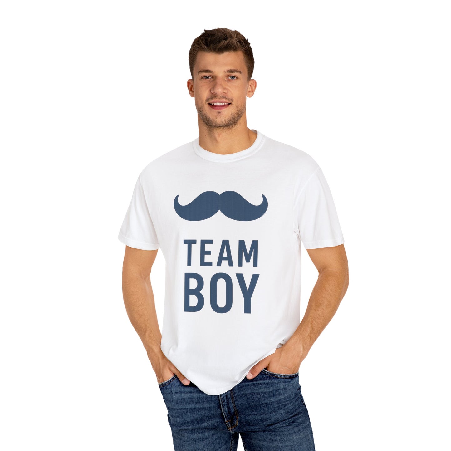 Team Boy Unisex Garment-Dyed T-Shirt | Cute Baby Shower Gift, Funny Dad Shirt, Family Reunion Tee, Playful Kids Apparel