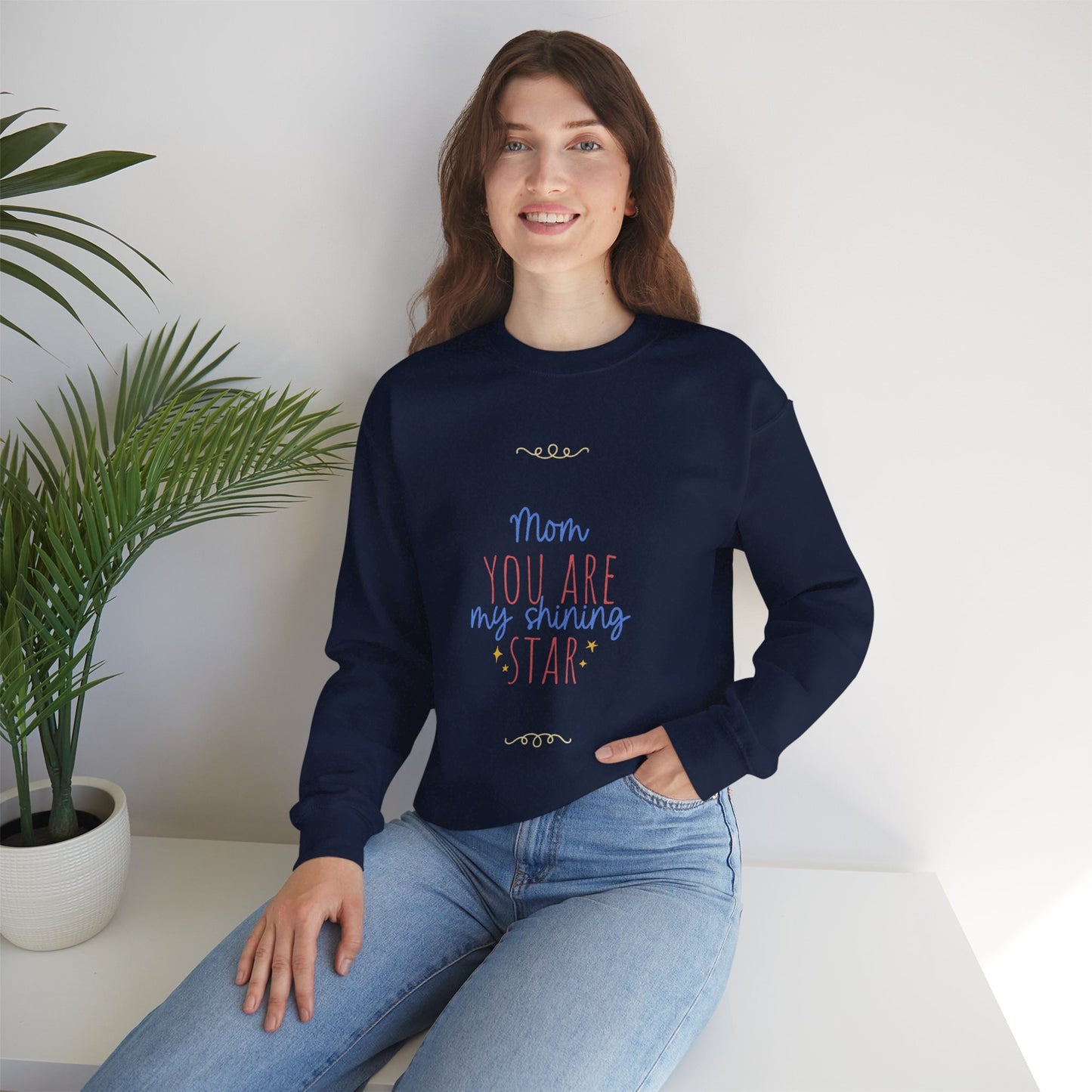 Sudadera de cuello redondo con estrellas brillantes para mamá: un regalo acogedor para el Día de la Madre