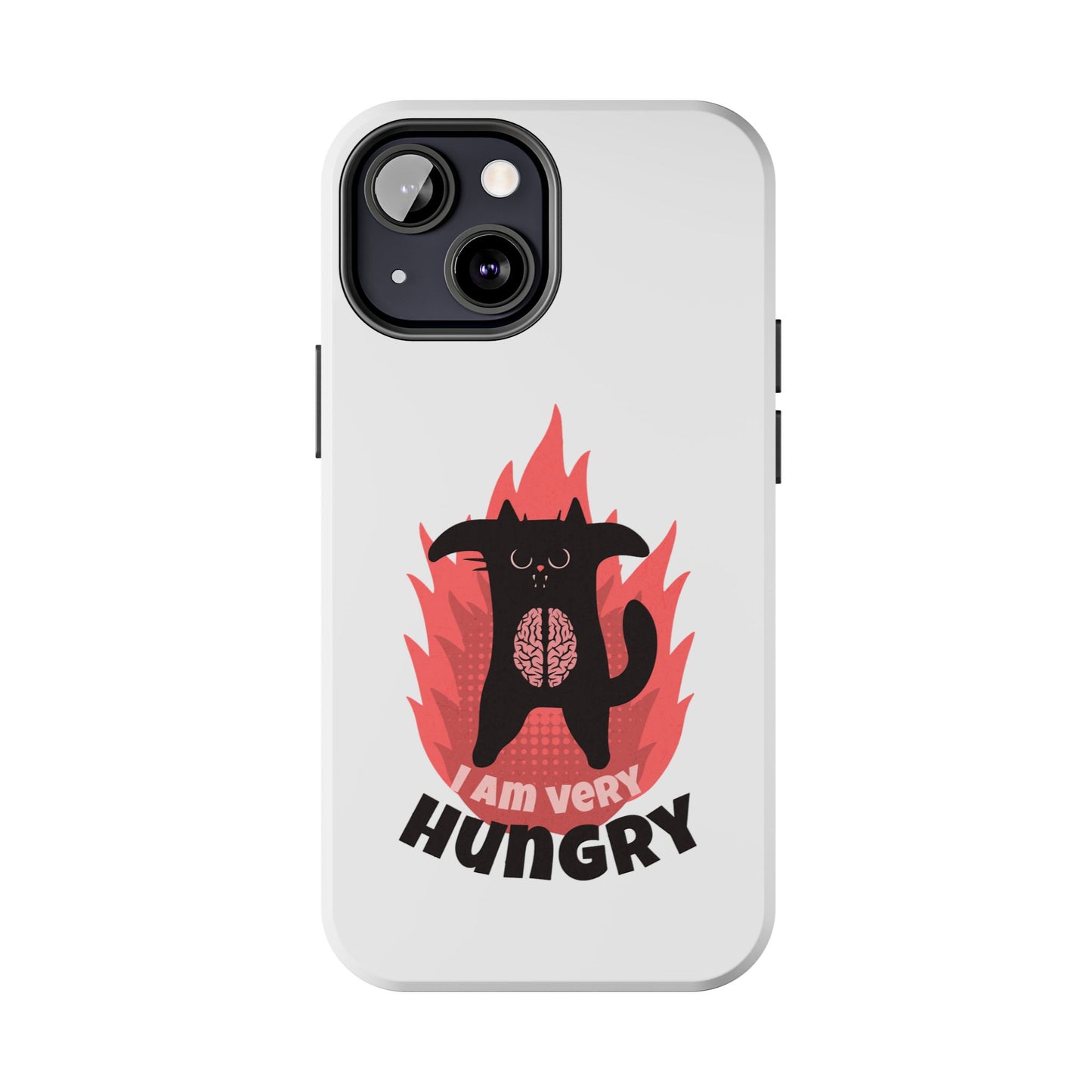 Funda resistente para teléfono con diseño de gato hambriento: diseño animal bonito y duradero