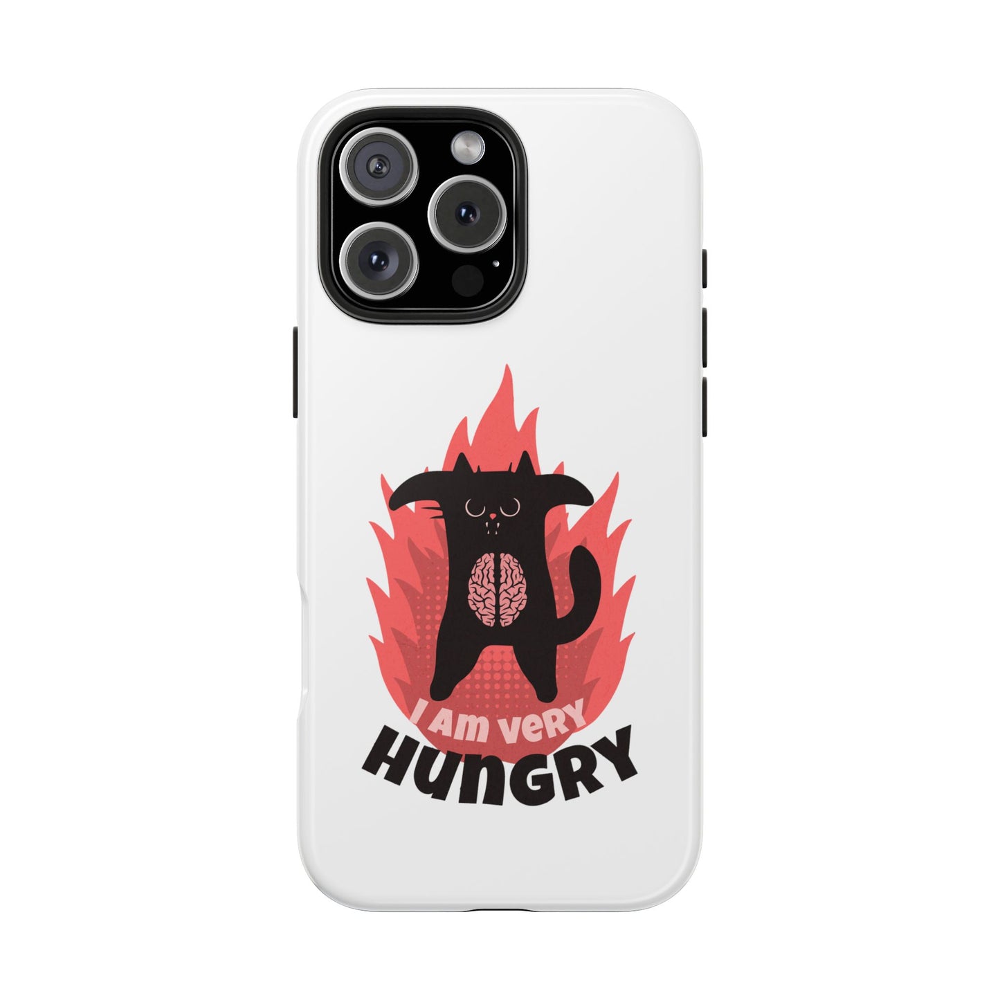 Funda resistente para teléfono con diseño de gato hambriento: diseño animal bonito y duradero