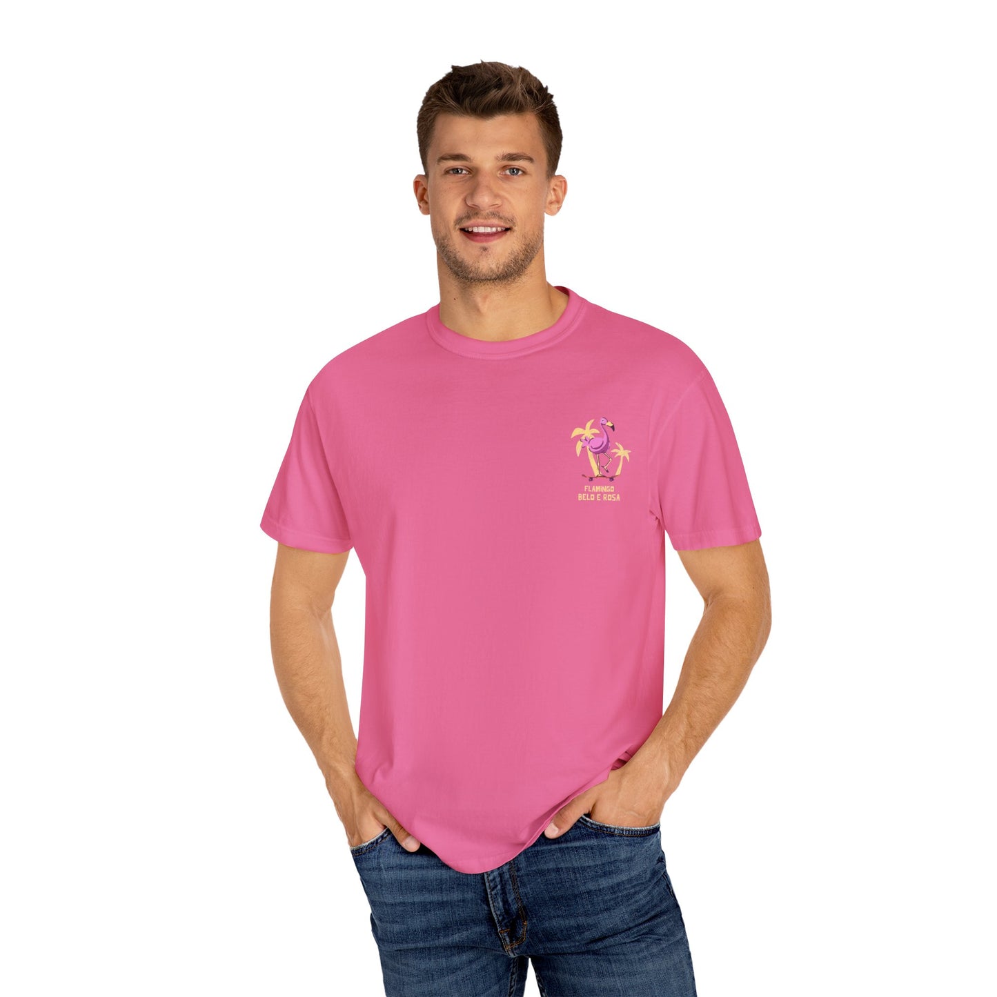 Vibrant Flamingo Unisex Garment-Dyed T-Shirt - Fun Summer Vibes
