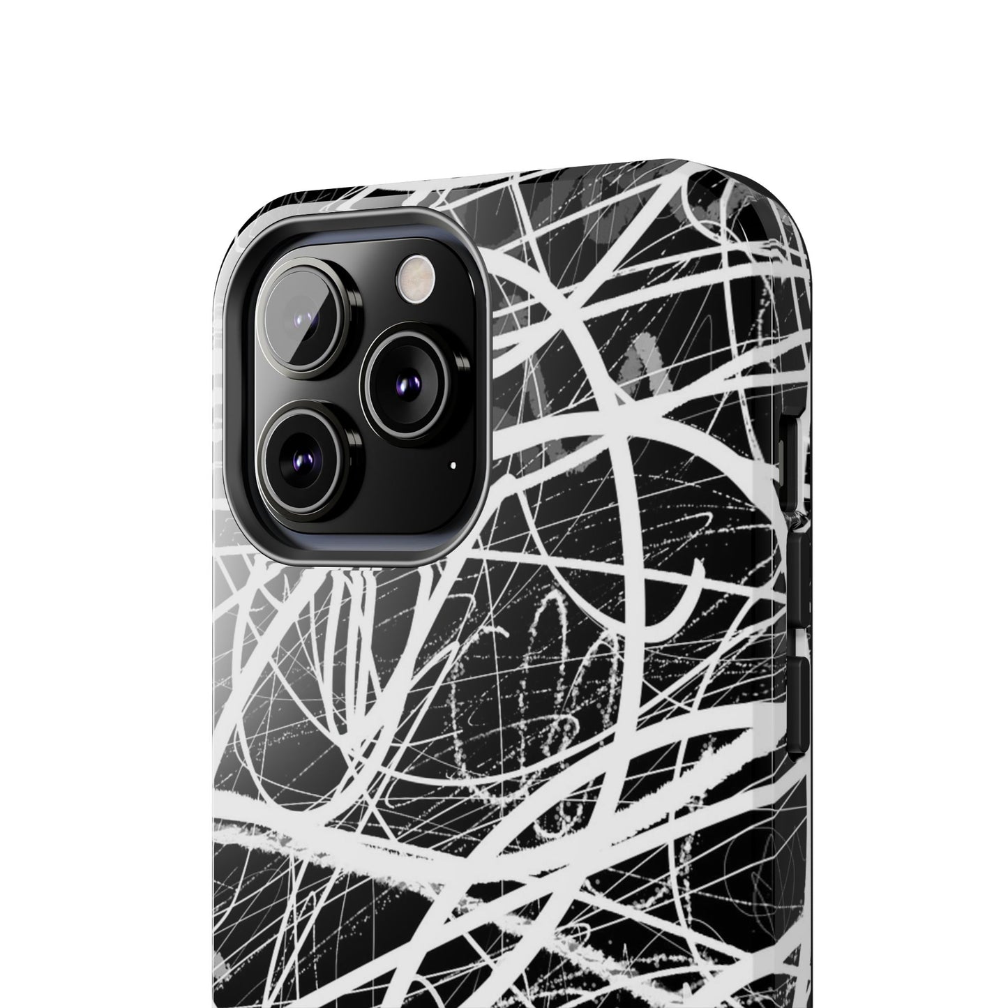 Funda artística resistente para teléfono con diseño abstracto en blanco y negro