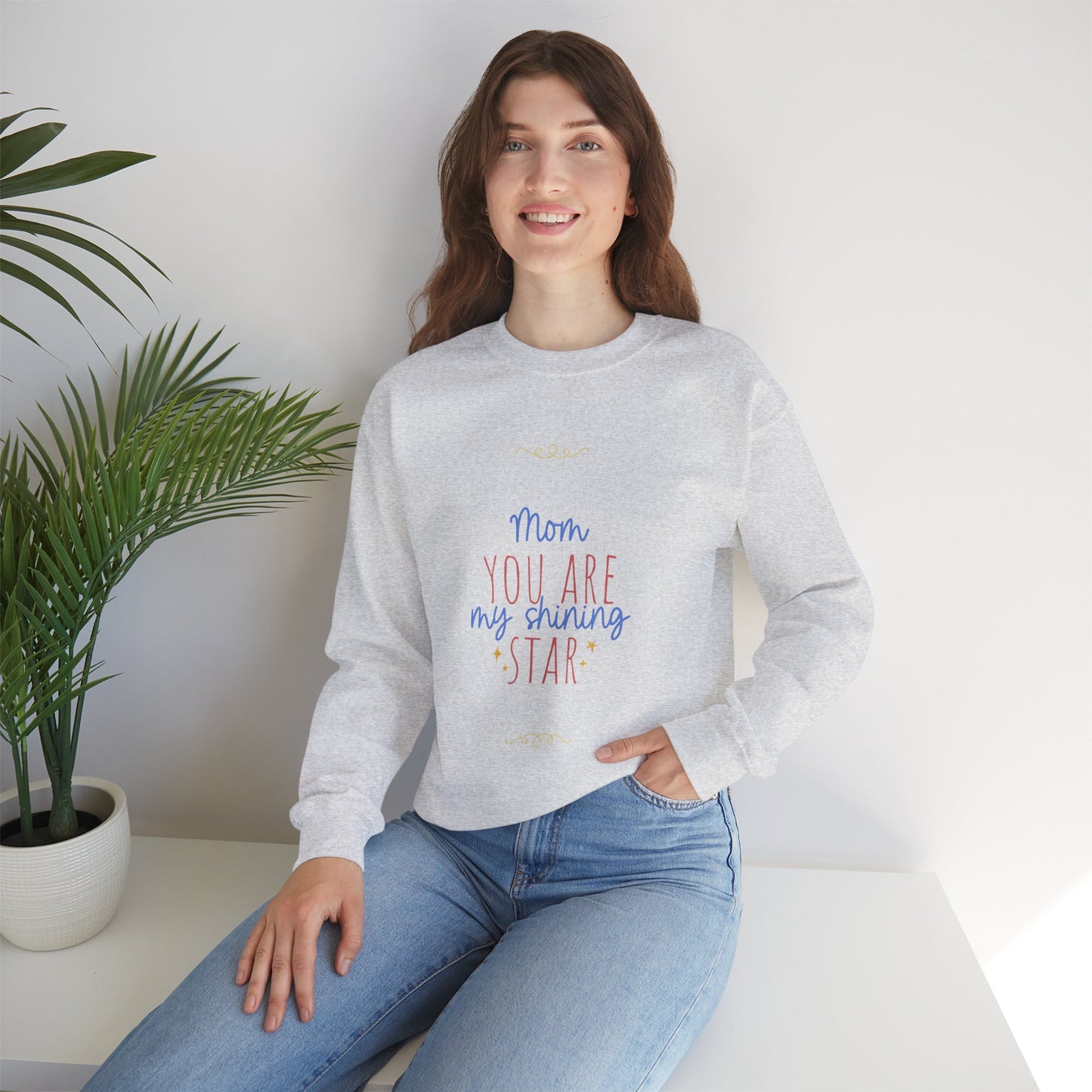 Sudadera de cuello redondo con estrellas brillantes para mamá: un regalo acogedor para el Día de la Madre