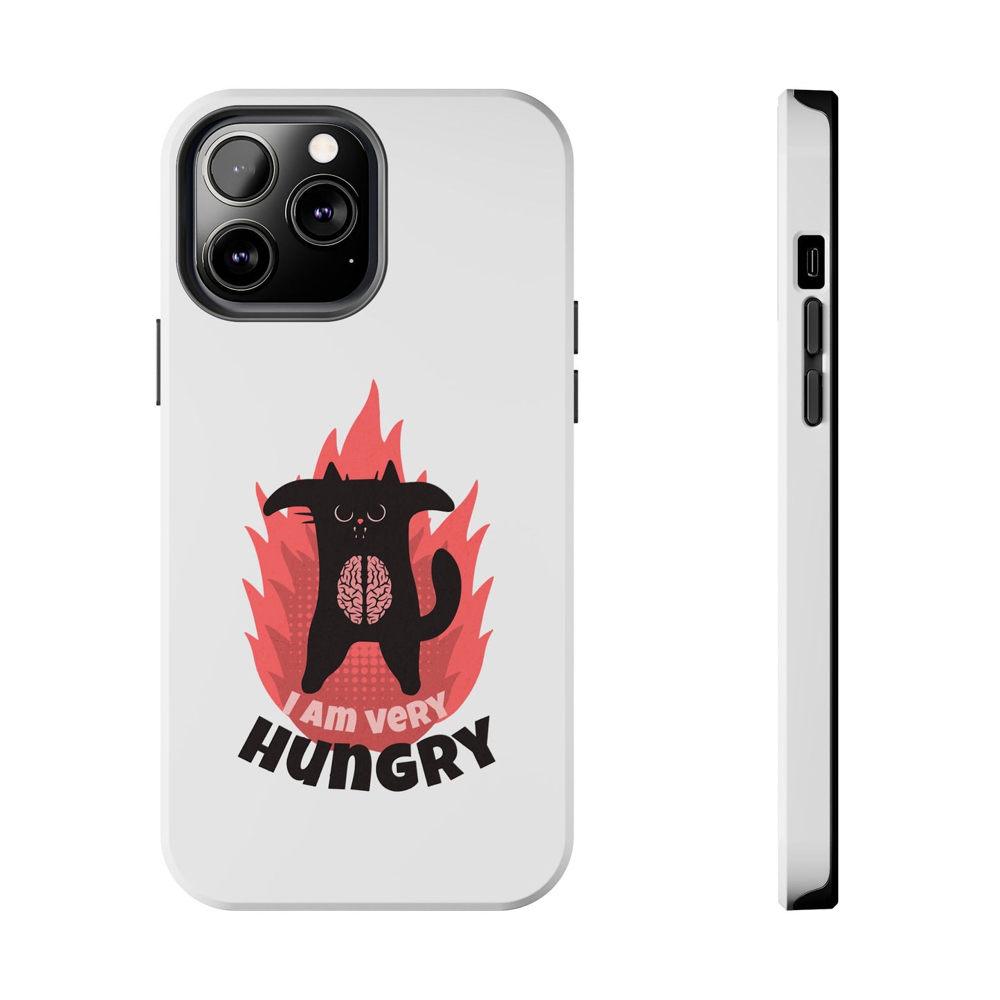 Funda resistente para teléfono con diseño de gato hambriento: diseño animal bonito y duradero