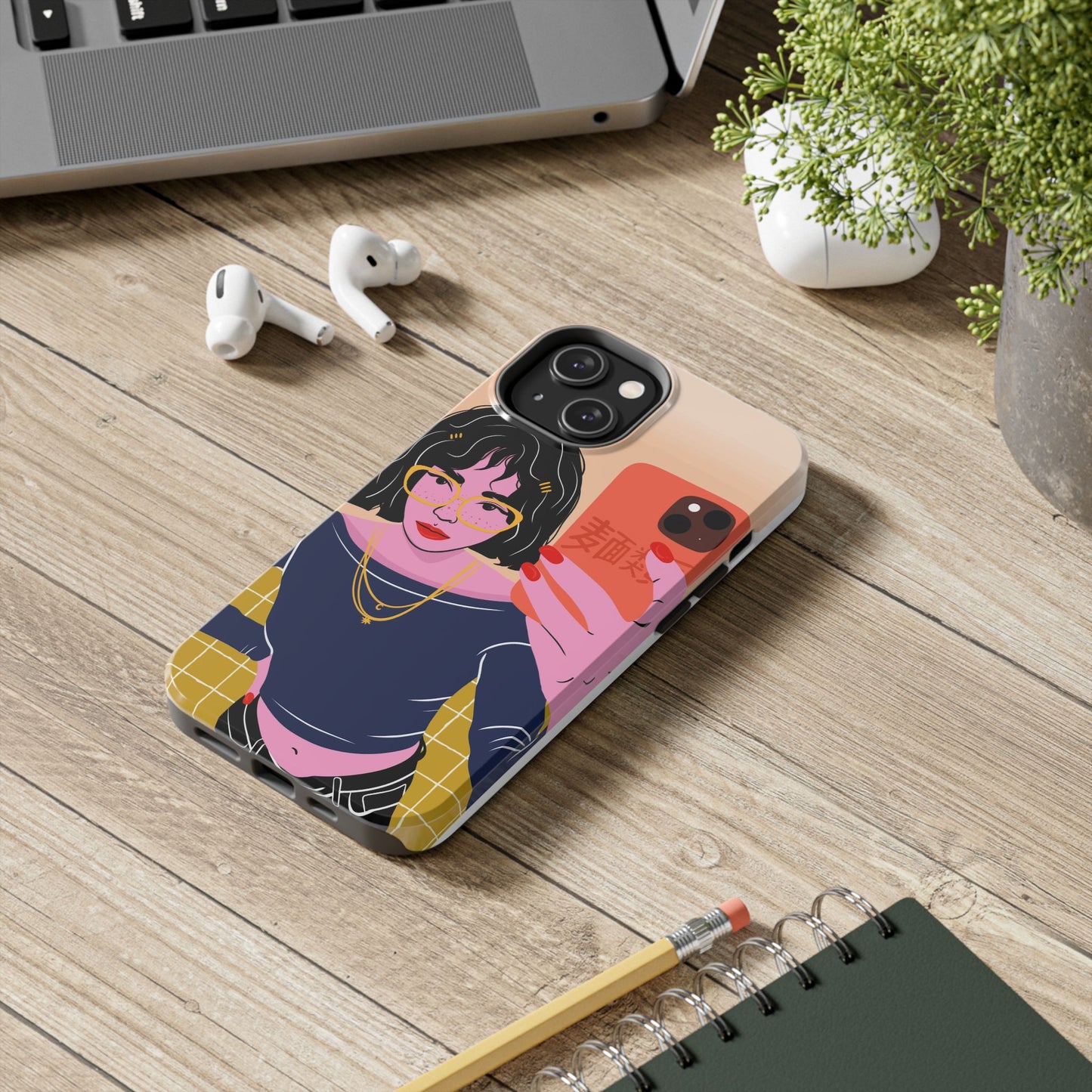 Funda resistente y moderna para teléfono con ilustración elegante