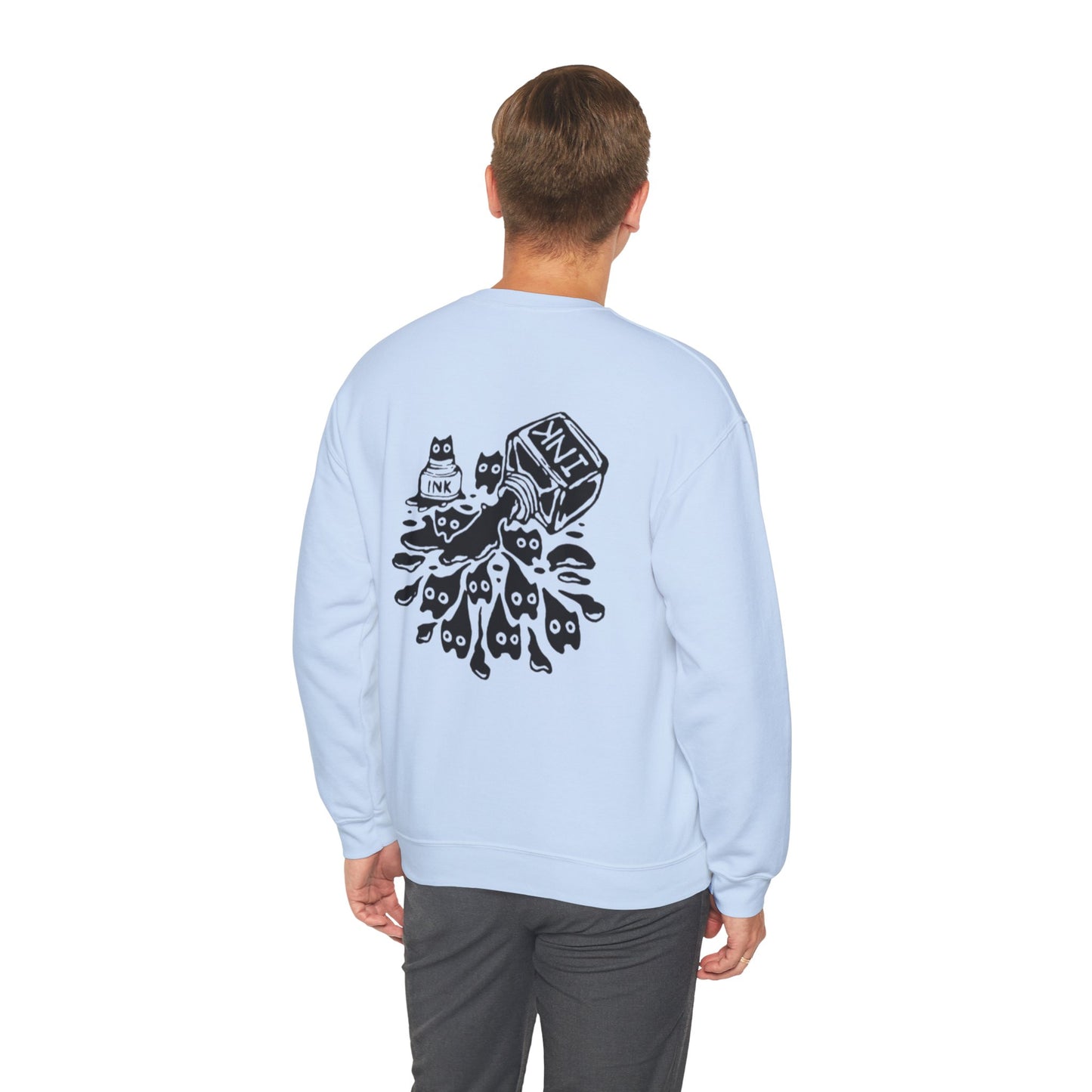 Sudadera unisex de cuello redondo con diseño de gato adorable: perfecta para los amantes de los gatos.