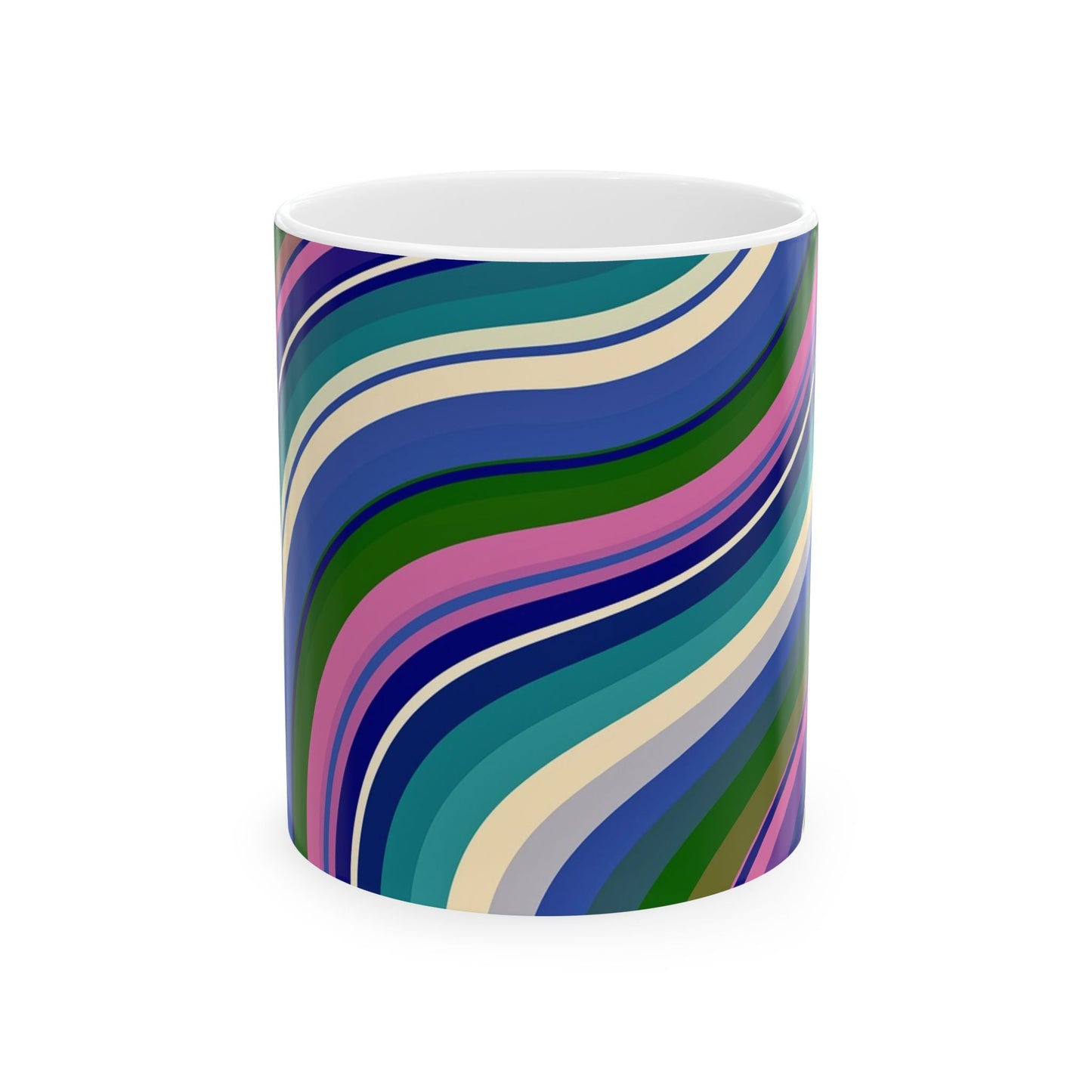 Taza de cerámica con ondas de colores (11 oz y 15 oz)