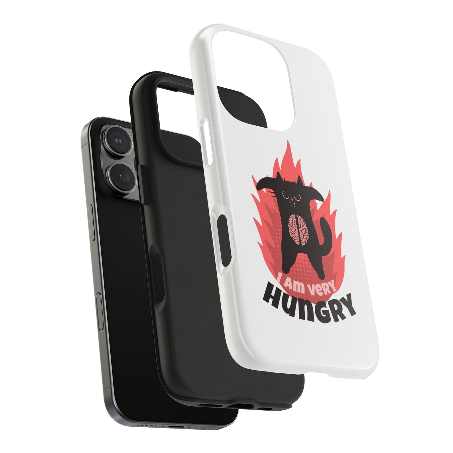 Funda resistente para teléfono con diseño de gato hambriento: diseño animal bonito y duradero