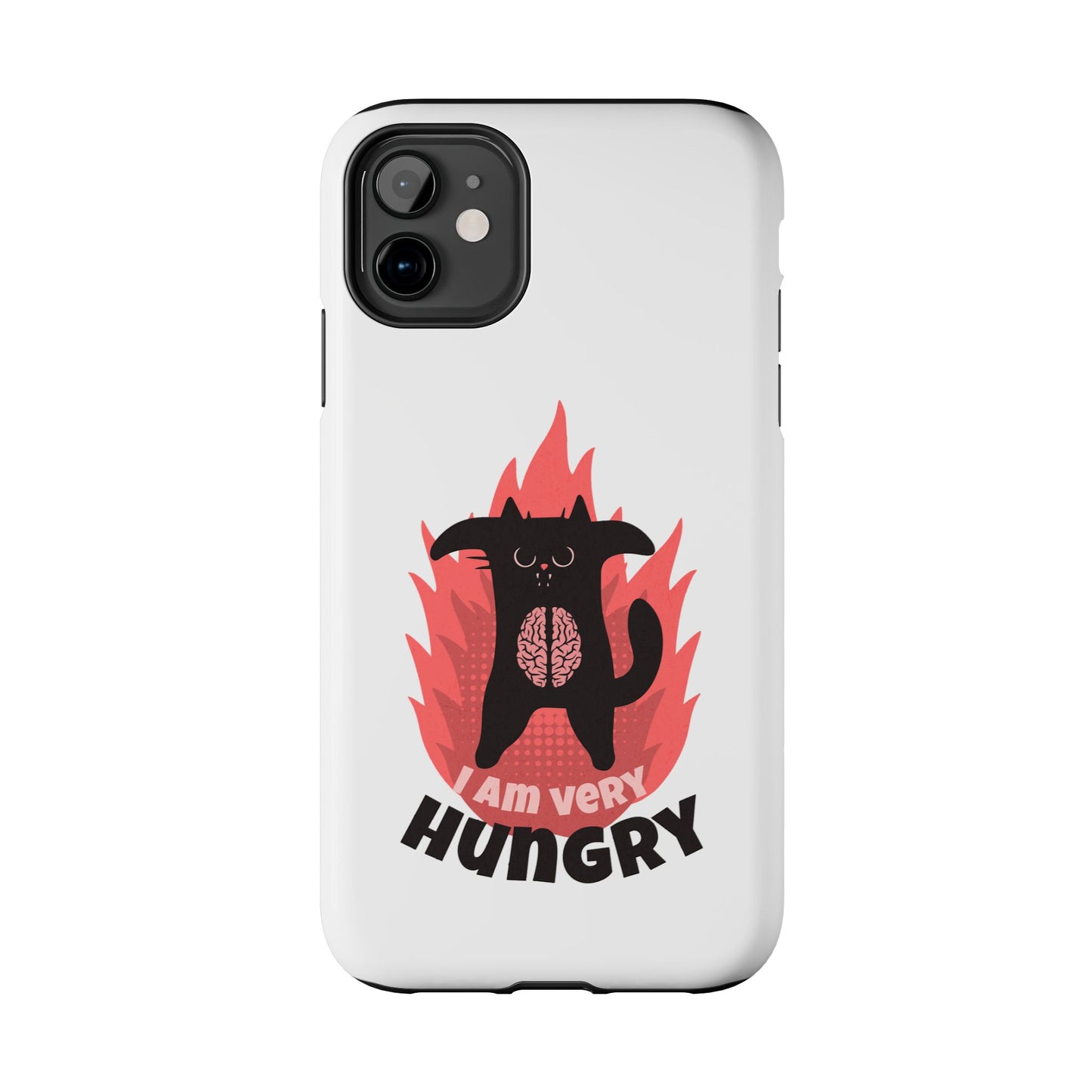 Funda resistente para teléfono con diseño de gato hambriento: diseño animal bonito y duradero
