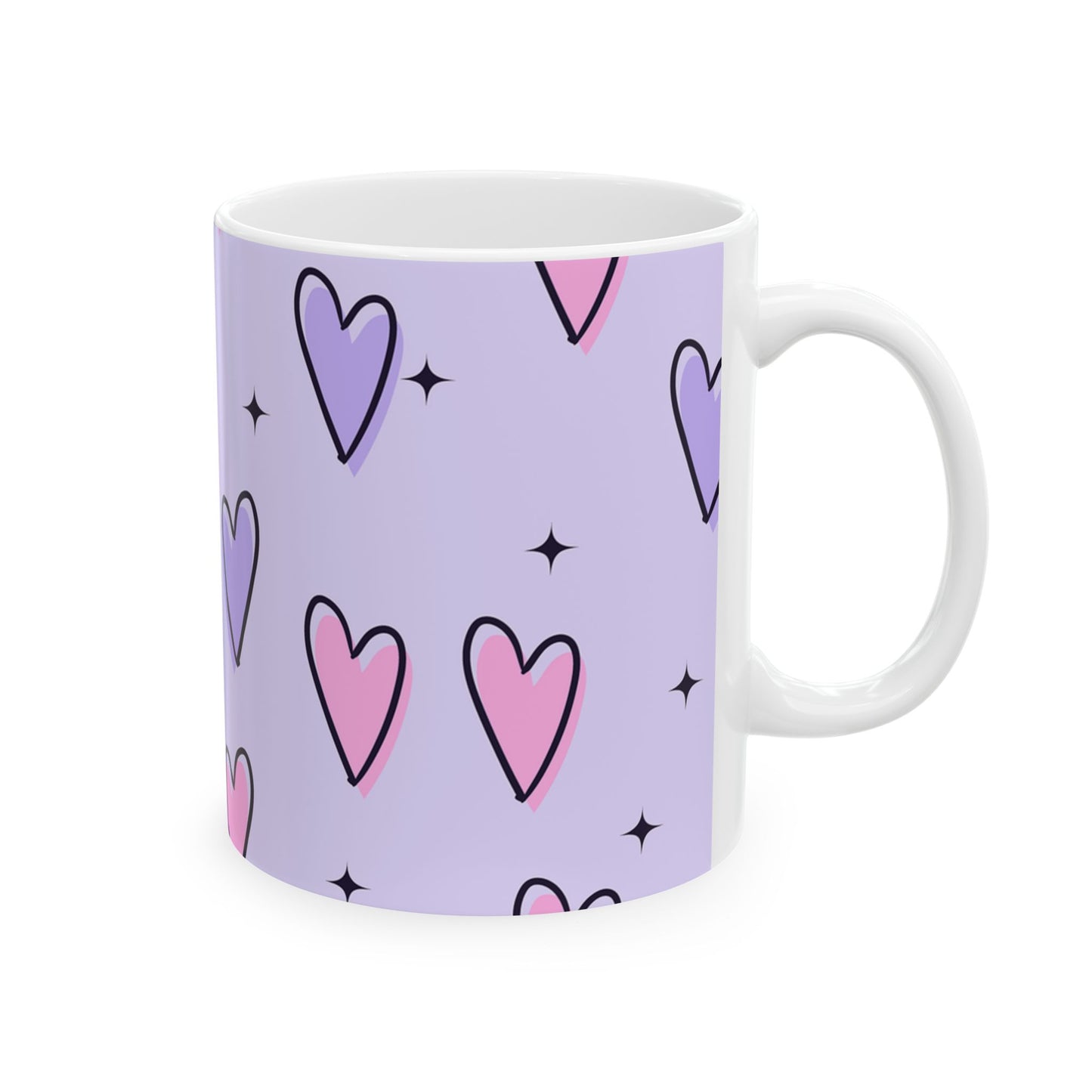 Cute Heart Pattern Ceramic Mug - Perfect Gift for Lovebirds