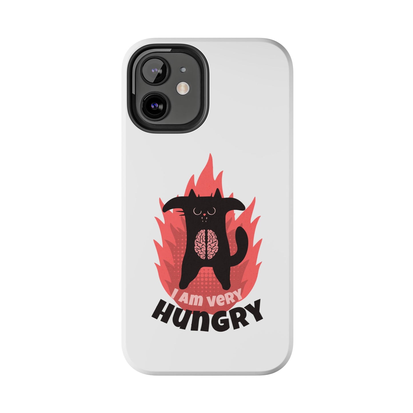 Funda resistente para teléfono con diseño de gato hambriento: diseño animal bonito y duradero
