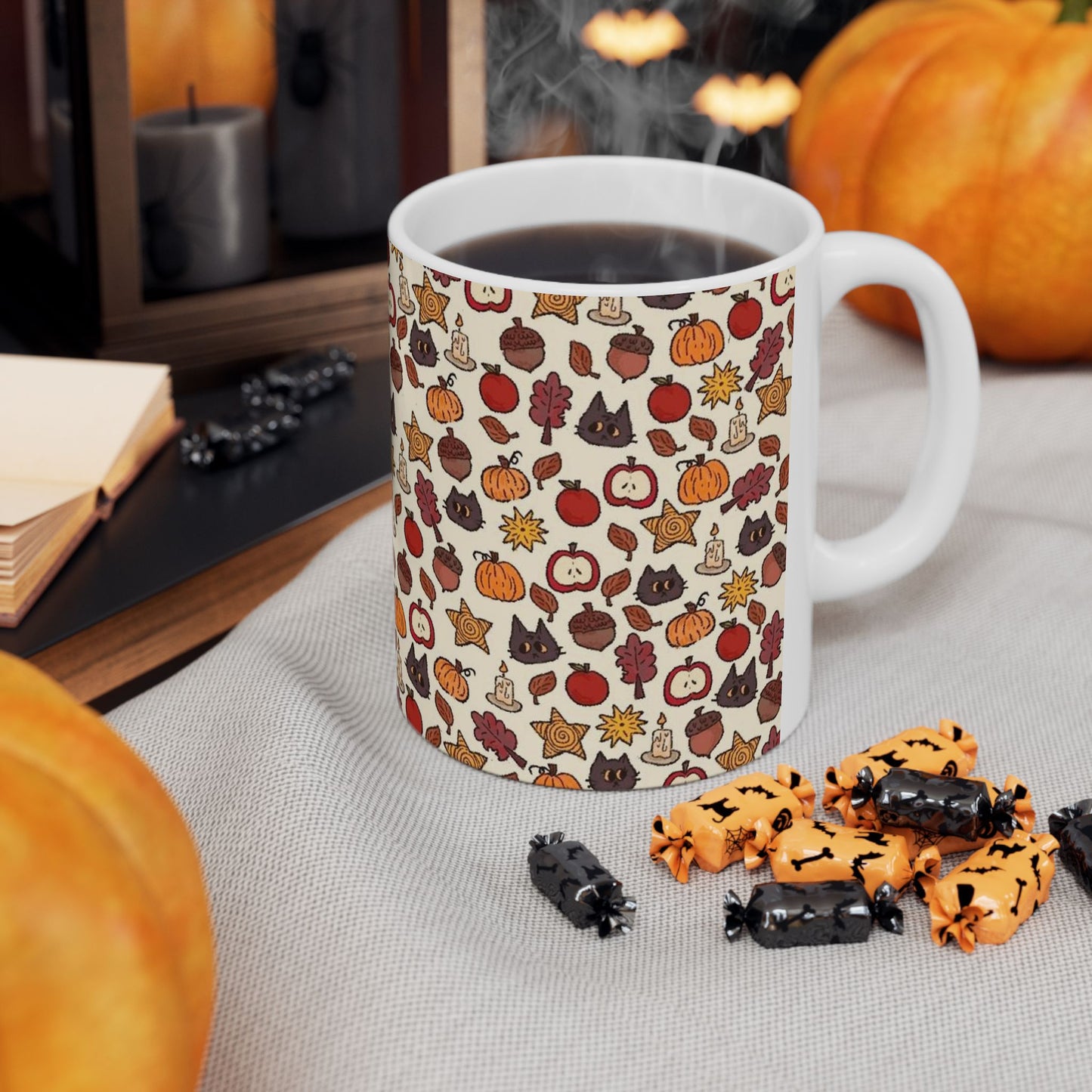 Fall Pumpkin Ceramic Mug, Autumn Coffee Cup