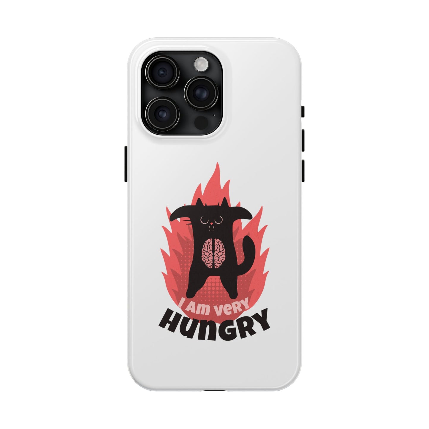 Funda resistente para teléfono con diseño de gato hambriento: diseño animal bonito y duradero