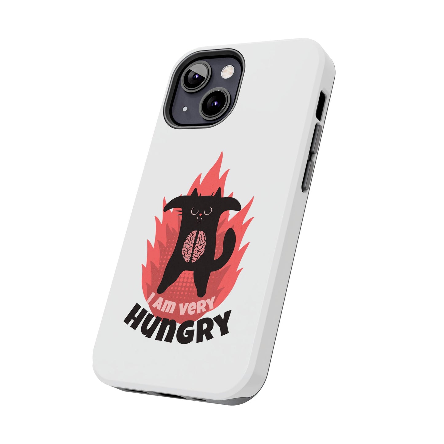 Funda resistente para teléfono con diseño de gato hambriento: diseño animal bonito y duradero