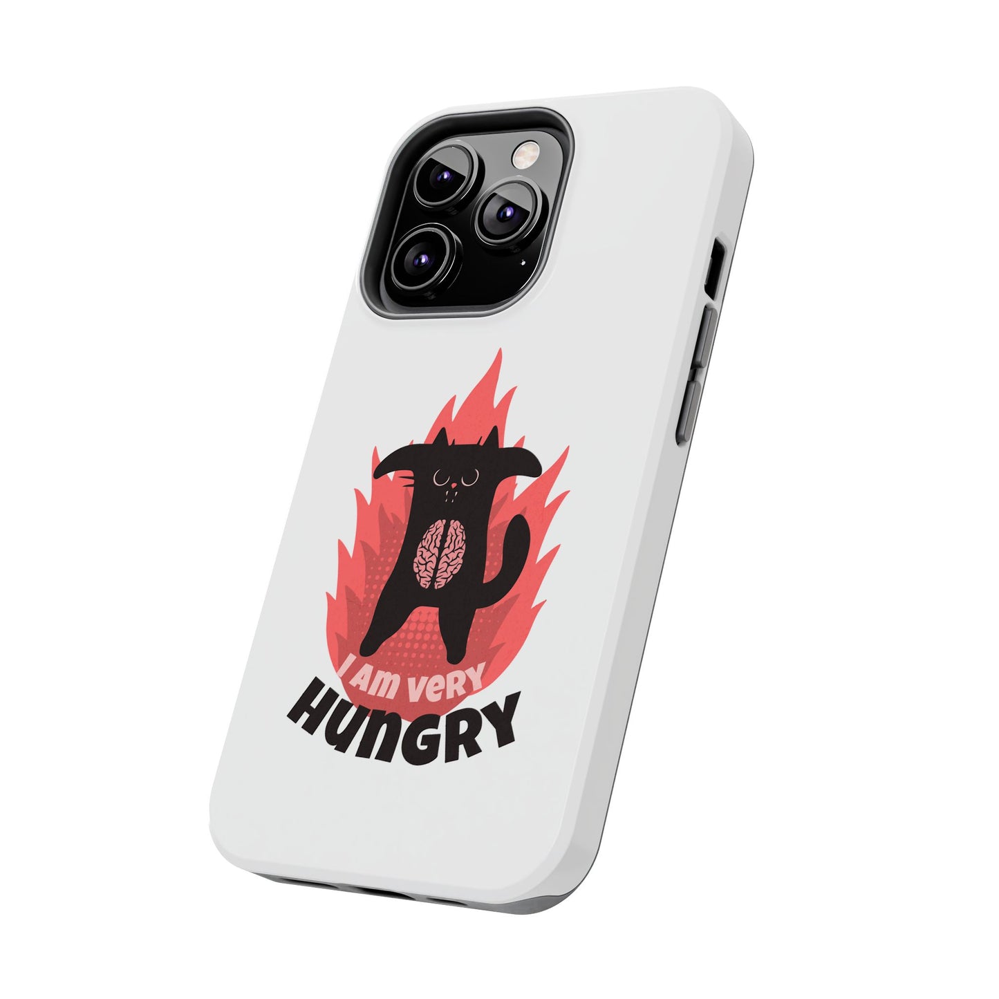 Funda resistente para teléfono con diseño de gato hambriento: diseño animal bonito y duradero