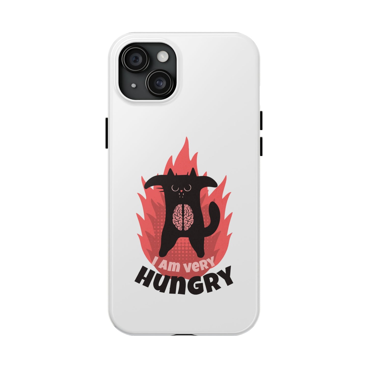 Funda resistente para teléfono con diseño de gato hambriento: diseño animal bonito y duradero