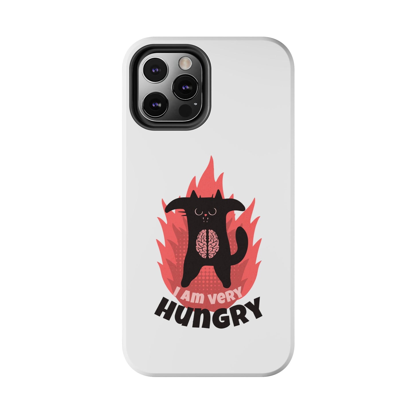 Funda resistente para teléfono con diseño de gato hambriento: diseño animal bonito y duradero
