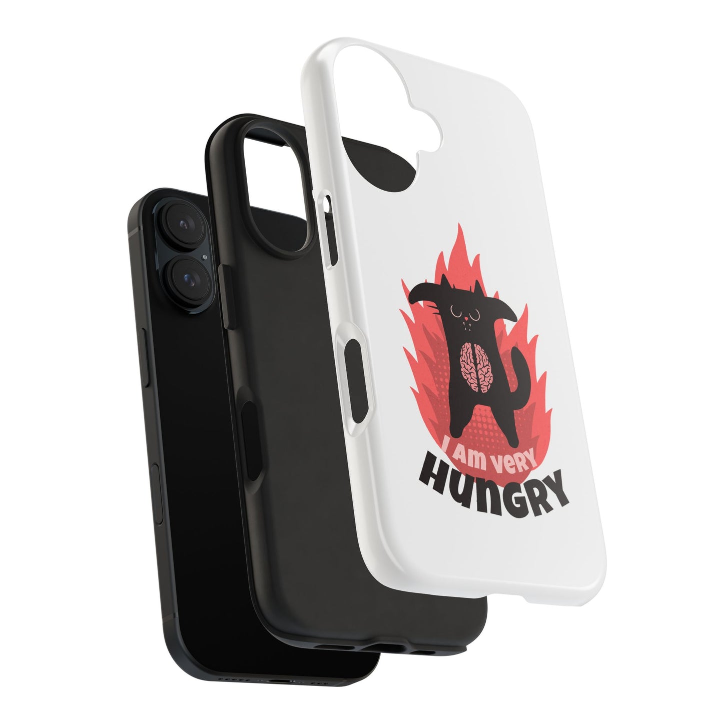 Funda resistente para teléfono con diseño de gato hambriento: diseño animal bonito y duradero
