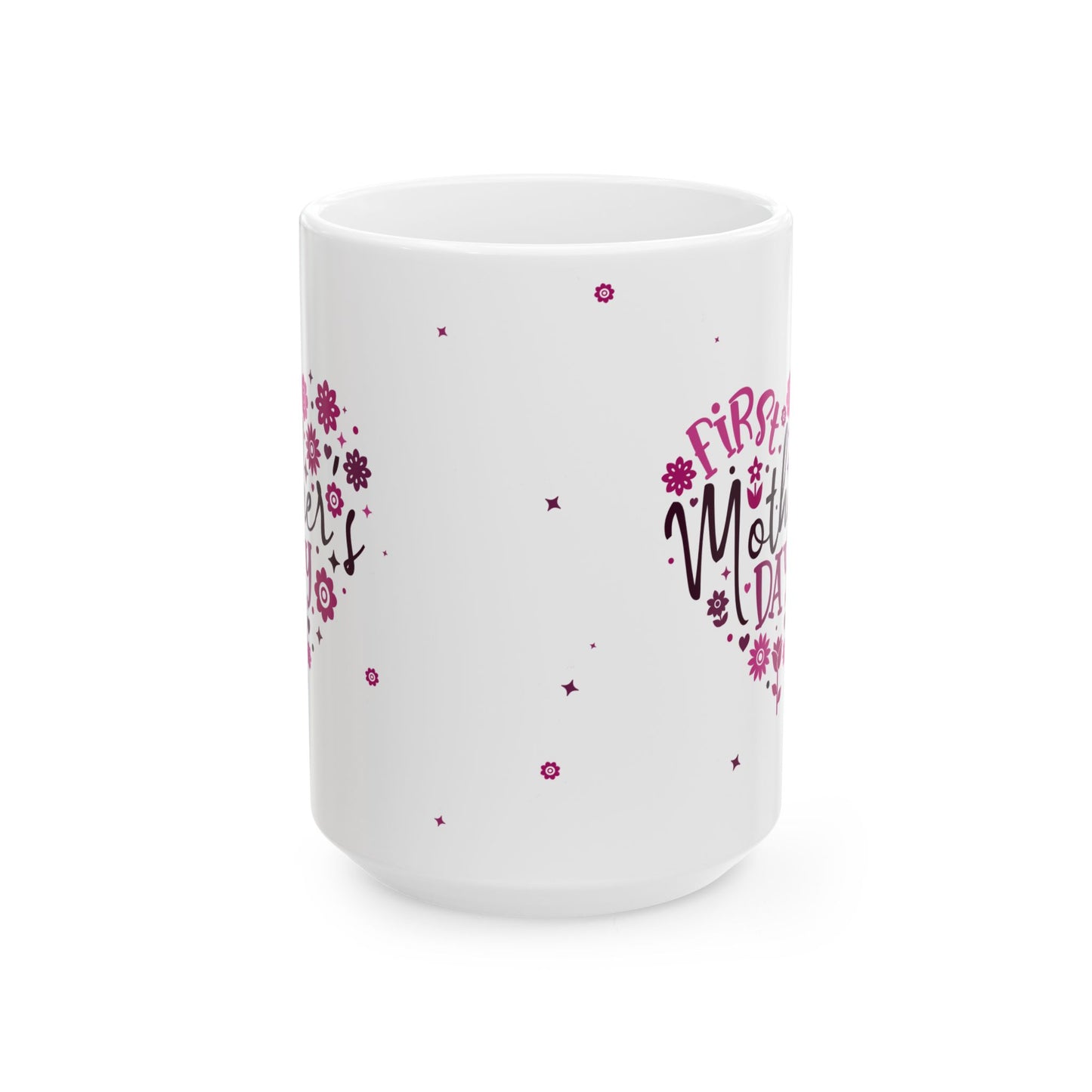 Taza de cerámica con diseño floral de corazón para el primer día de la madre: el regalo perfecto para las nuevas mamás.