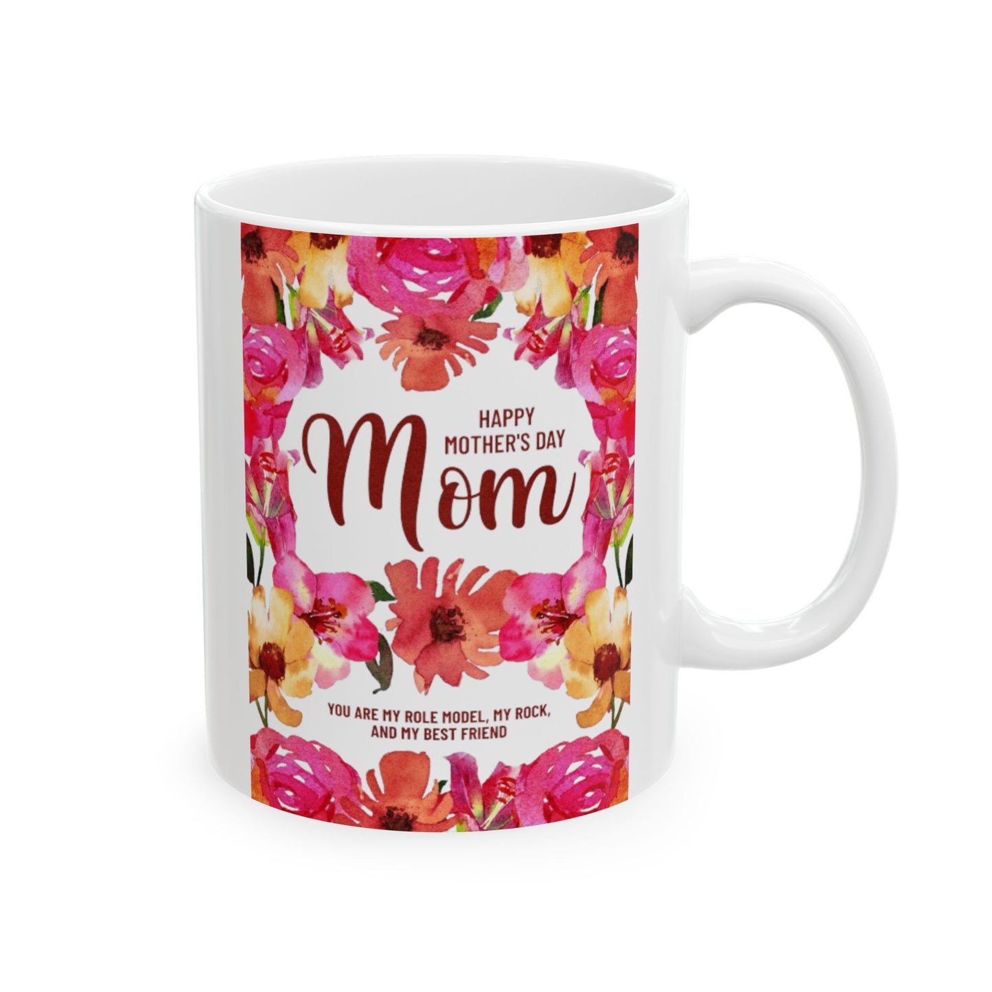 Taza de cerámica "Feliz Día de la Madre" - Diseño floral