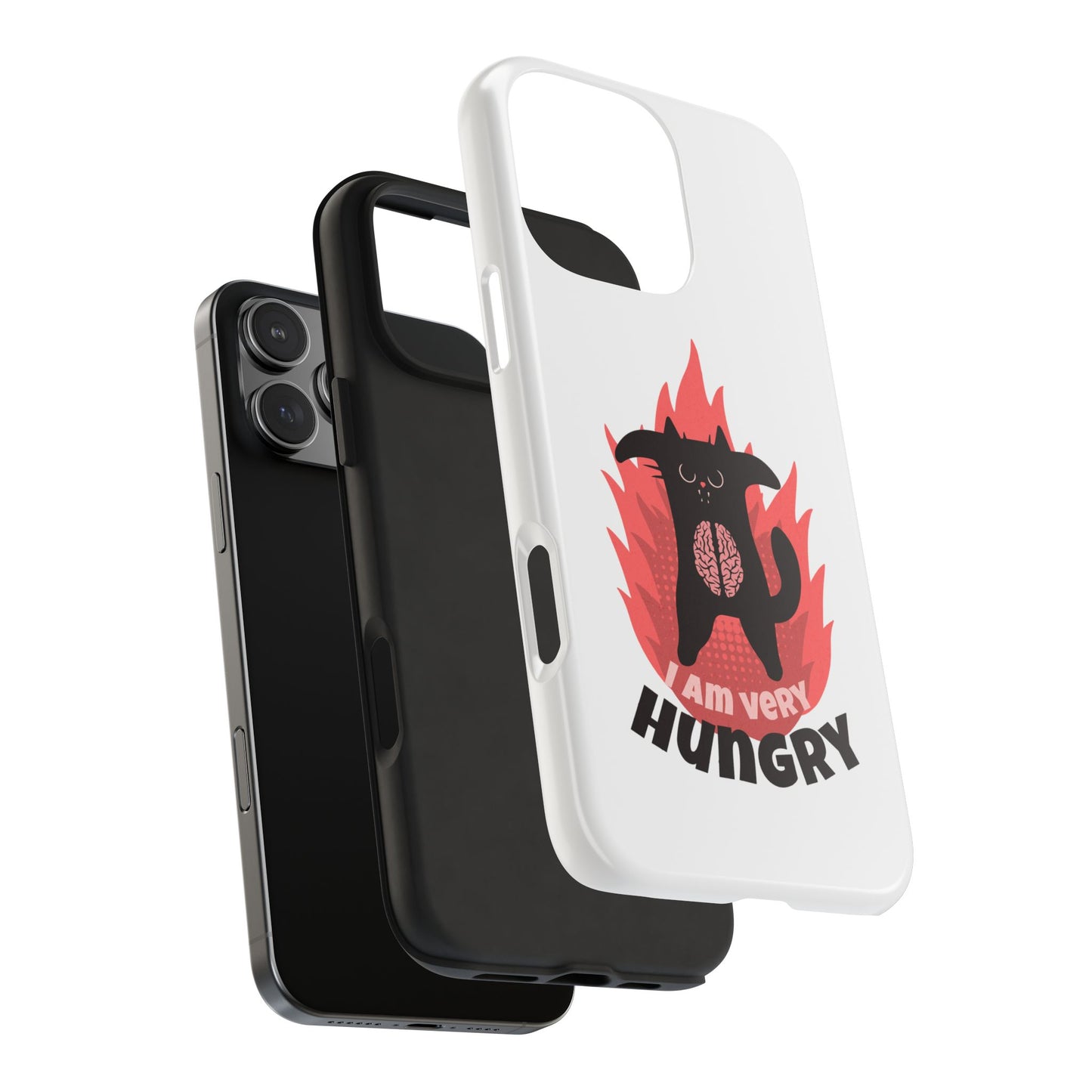 Funda resistente para teléfono con diseño de gato hambriento: diseño animal bonito y duradero