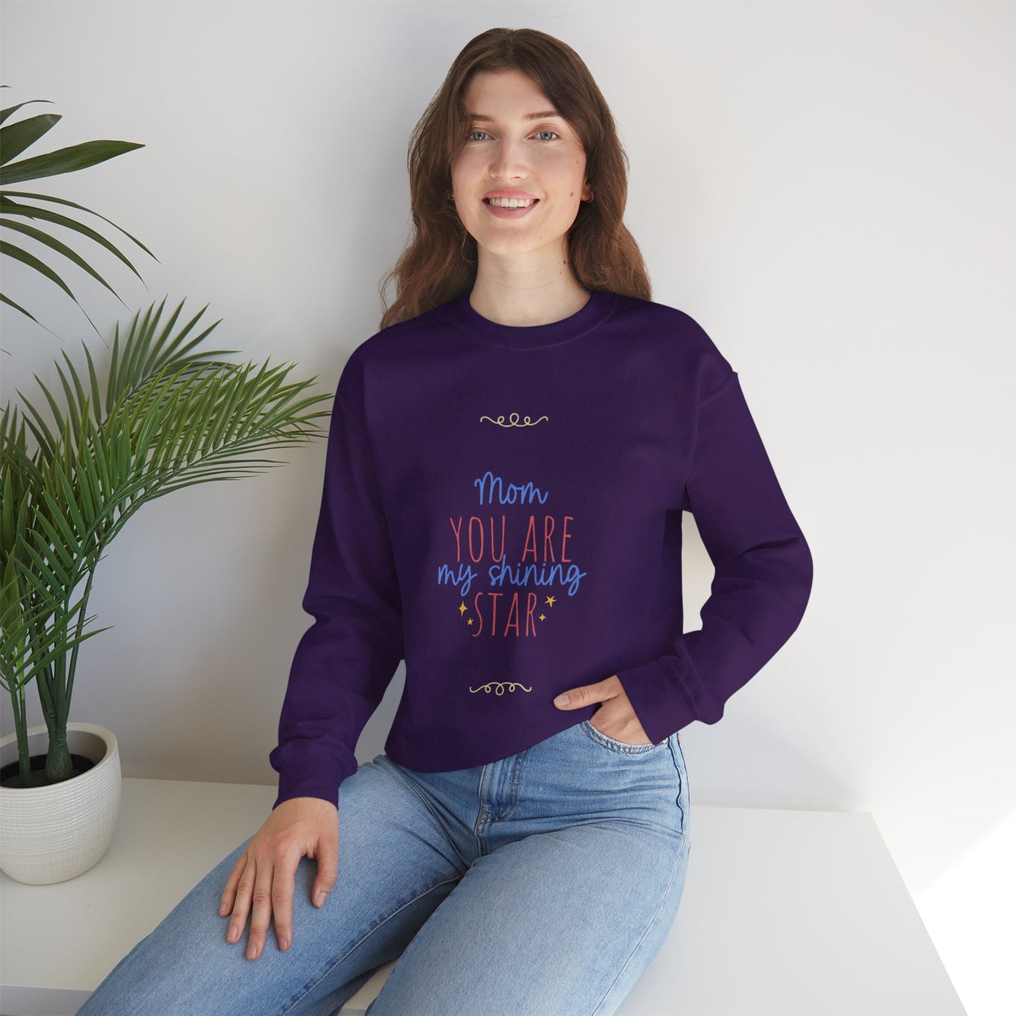 Sudadera de cuello redondo con estrellas brillantes para mamá: un regalo acogedor para el Día de la Madre