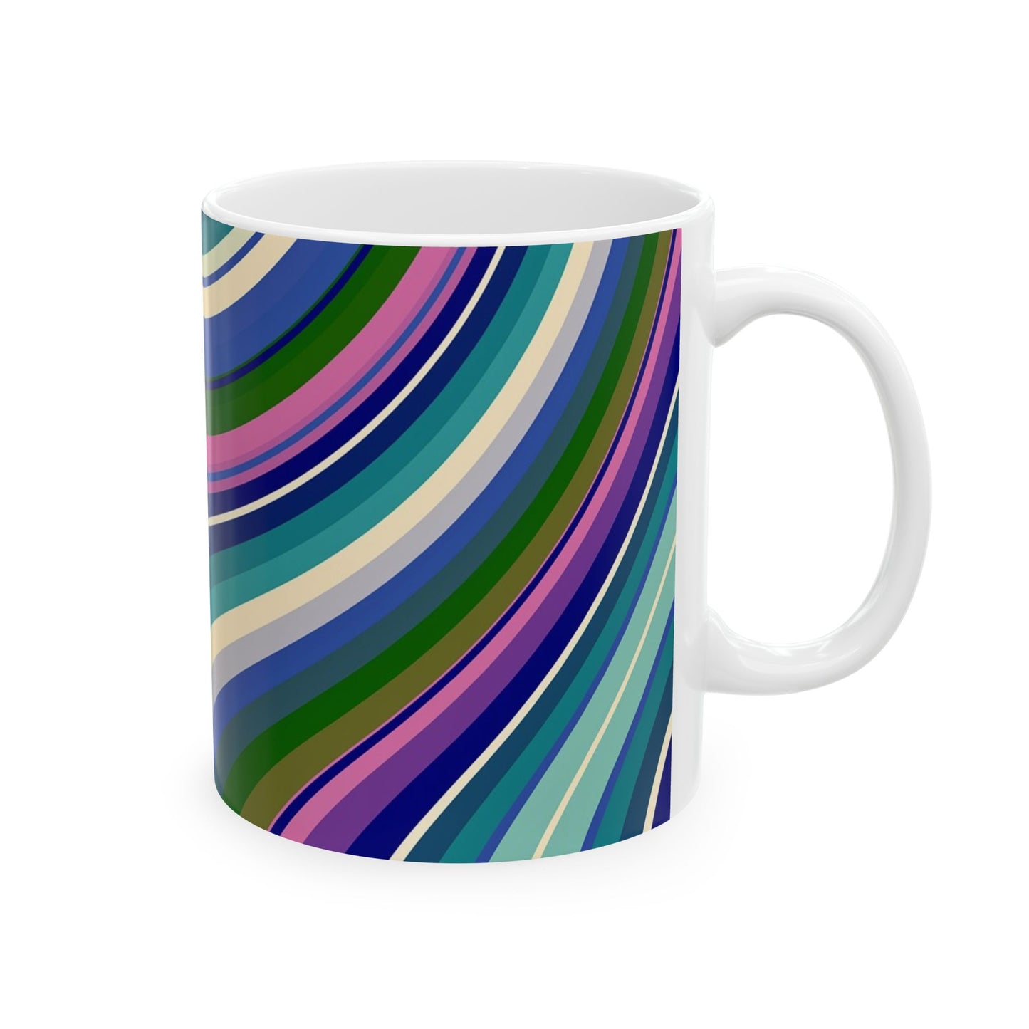 Taza de cerámica con ondas de colores (11 oz y 15 oz)