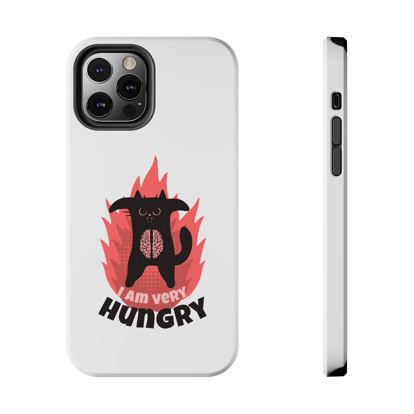 Funda resistente para teléfono con diseño de gato hambriento: diseño animal bonito y duradero