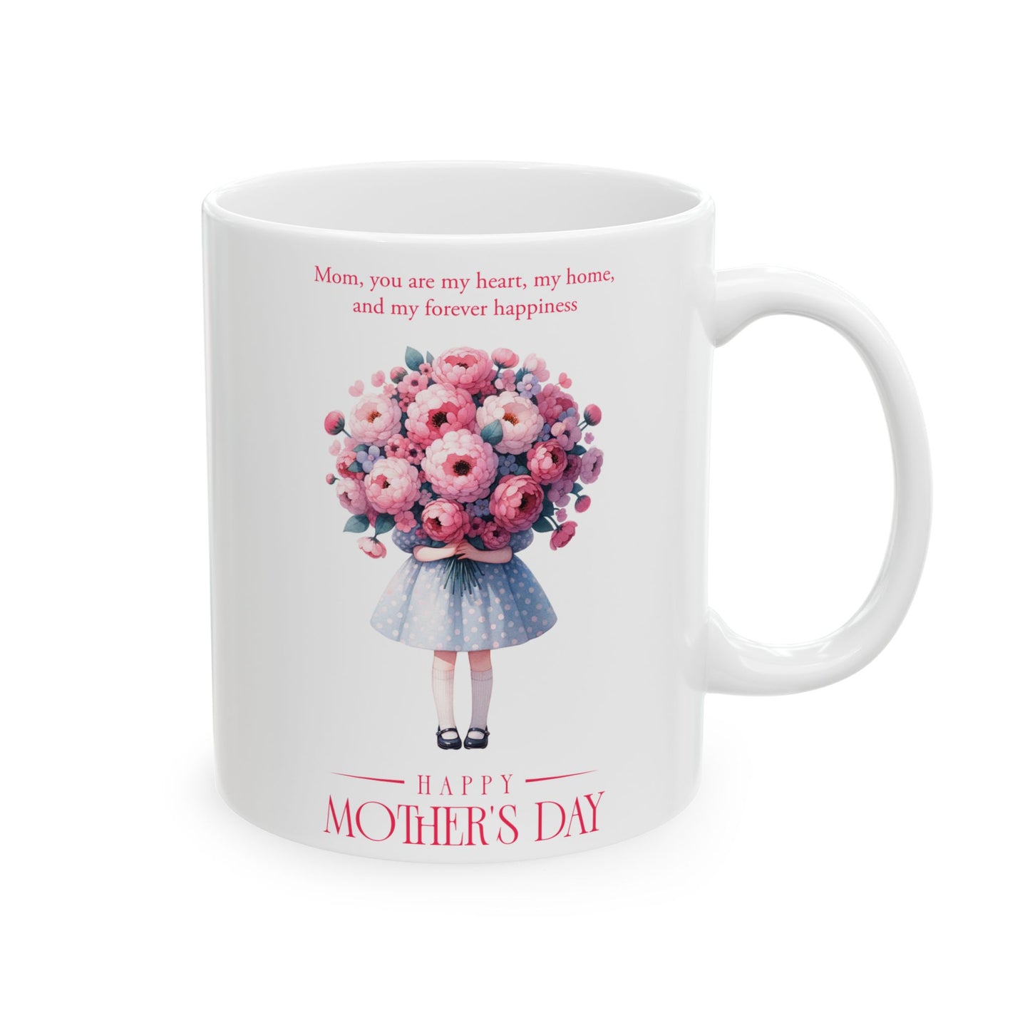Taza de cerámica "Feliz Día de la Madre" - Diseño floral