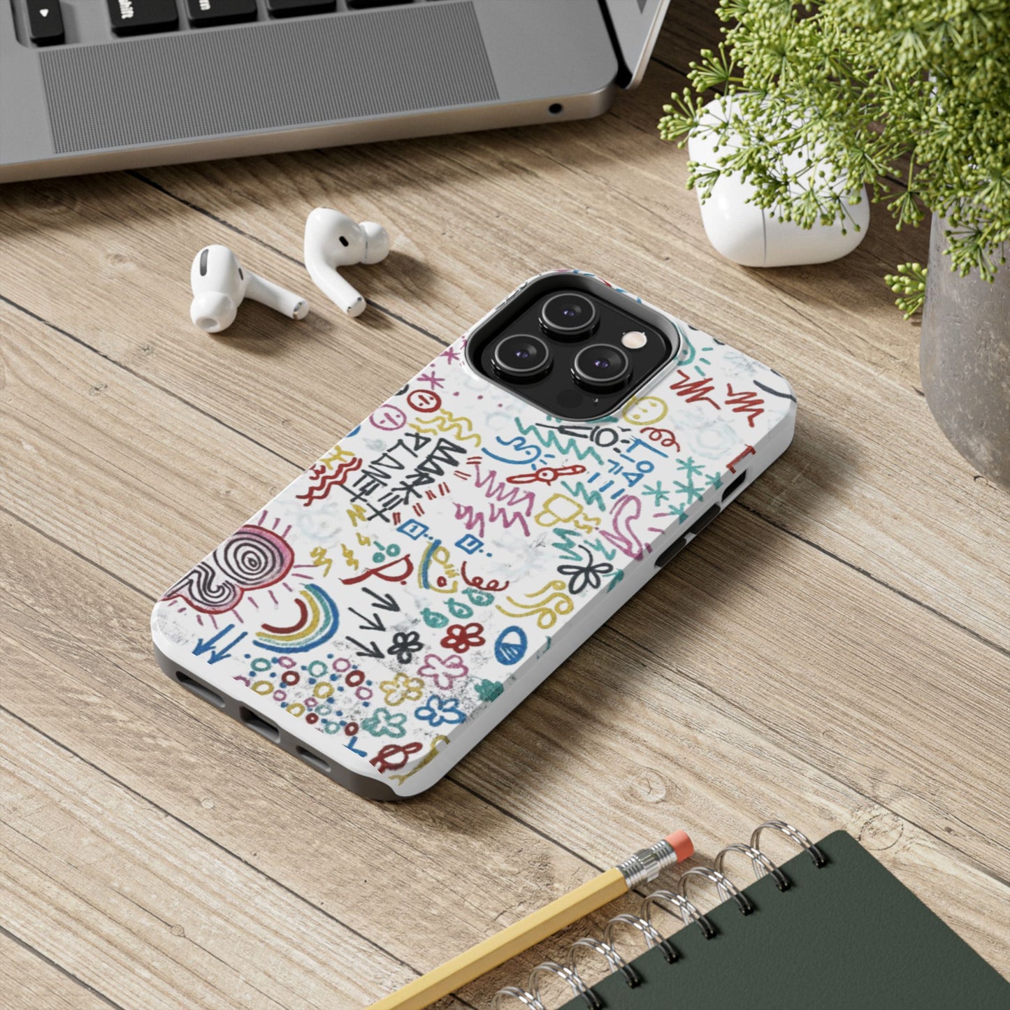 Funda resistente y colorida con diseño abstracto: protección duradera para personas expresivas