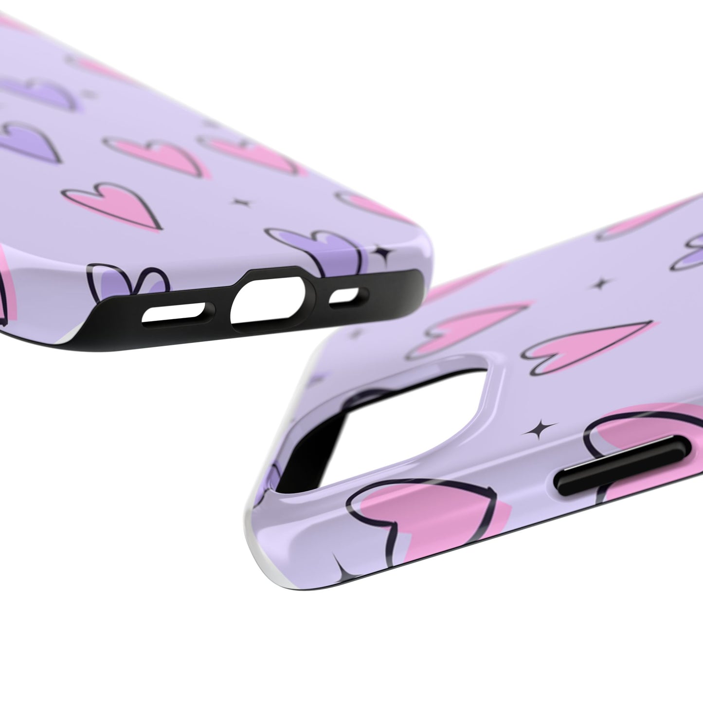Funda resistente para teléfono con diseño de corazones de colores: bonita y duradera