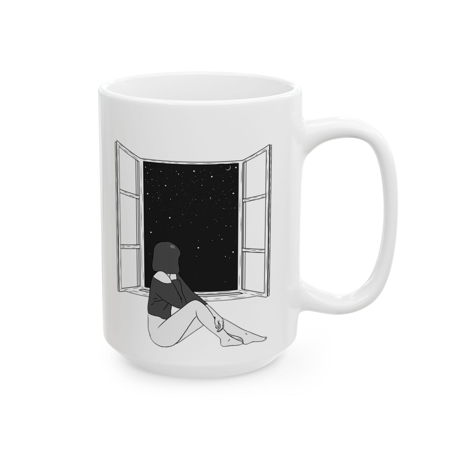 Starry Night Reflection Ceramic Mug - Cozy Coffee Cup for Dreamers