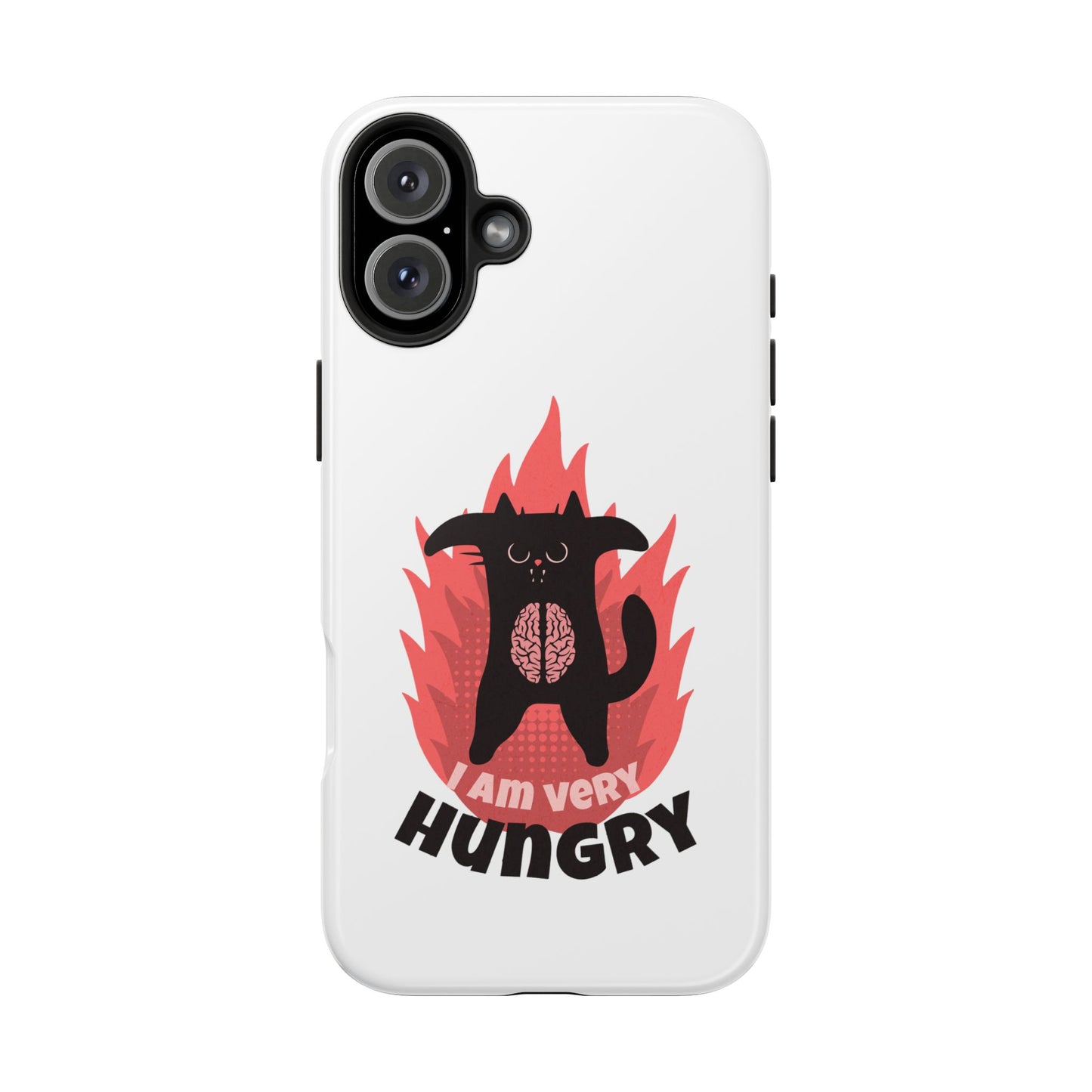 Funda resistente para teléfono con diseño de gato hambriento: diseño animal bonito y duradero
