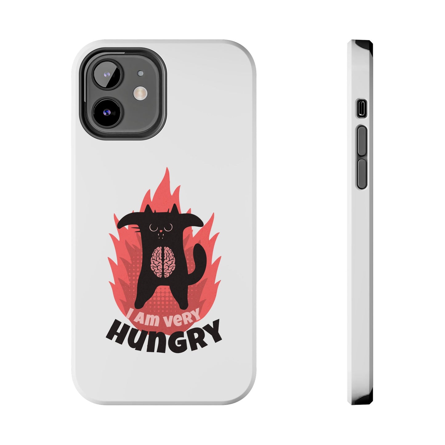 Funda resistente para teléfono con diseño de gato hambriento: diseño animal bonito y duradero