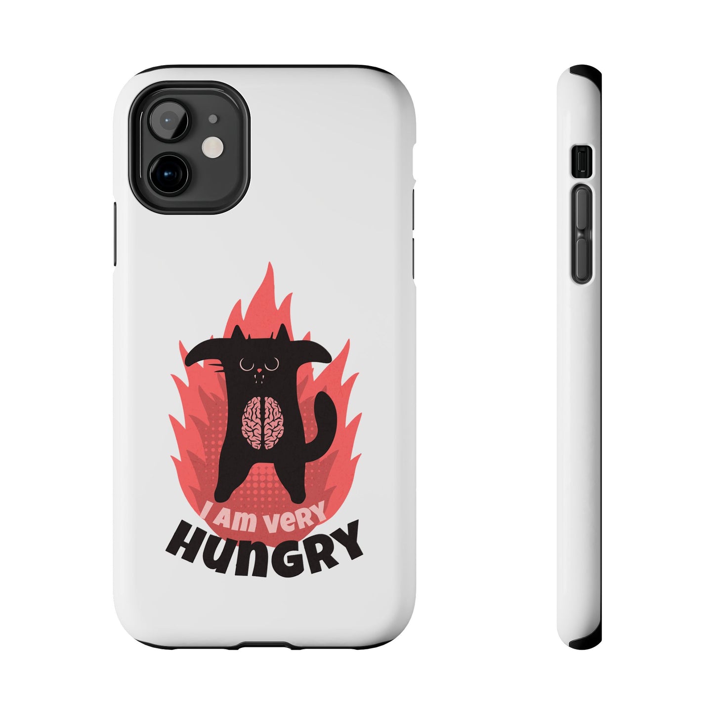 Funda resistente para teléfono con diseño de gato hambriento: diseño animal bonito y duradero