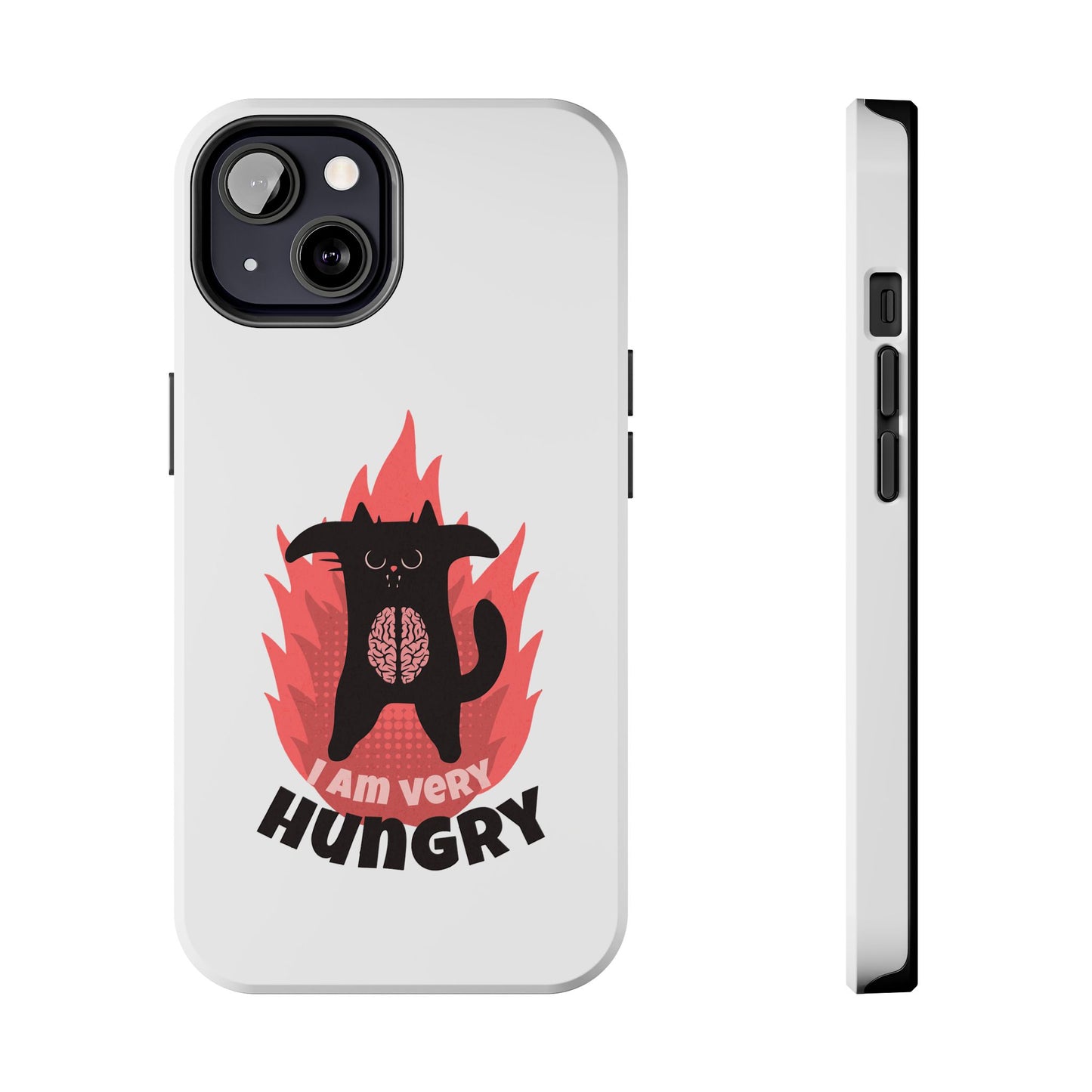 Funda resistente para teléfono con diseño de gato hambriento: diseño animal bonito y duradero