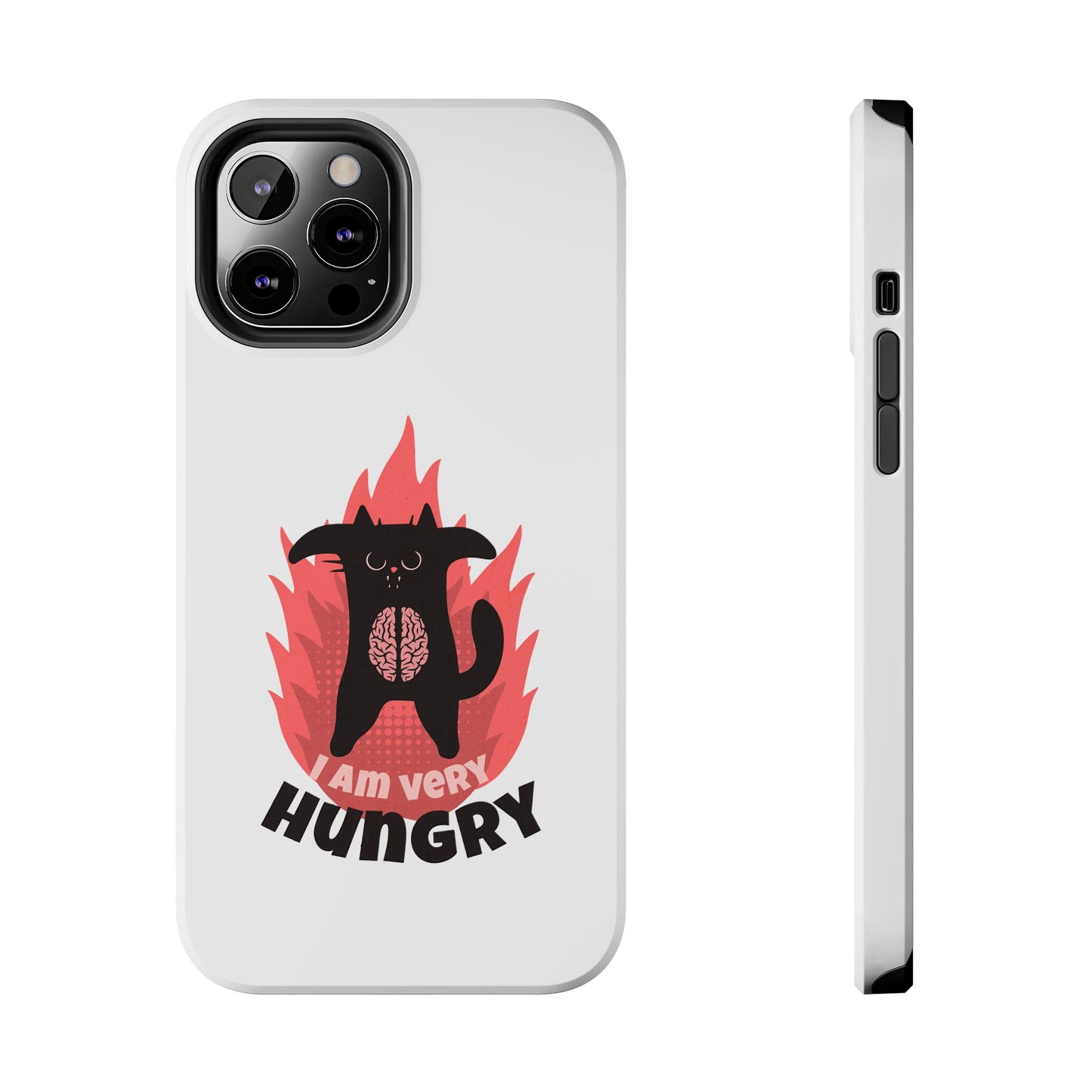 Funda resistente para teléfono con diseño de gato hambriento: diseño animal bonito y duradero