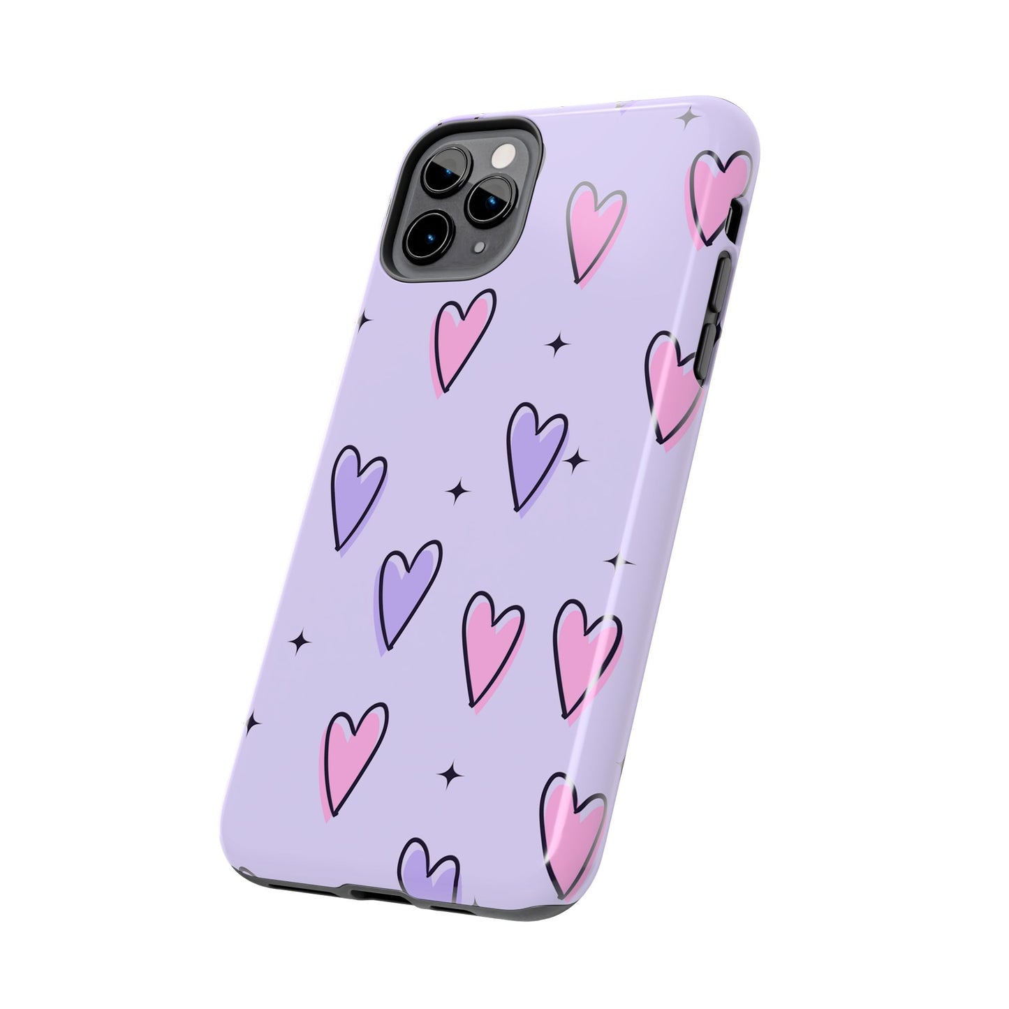 Funda resistente para teléfono con diseño de corazones de colores: bonita y duradera